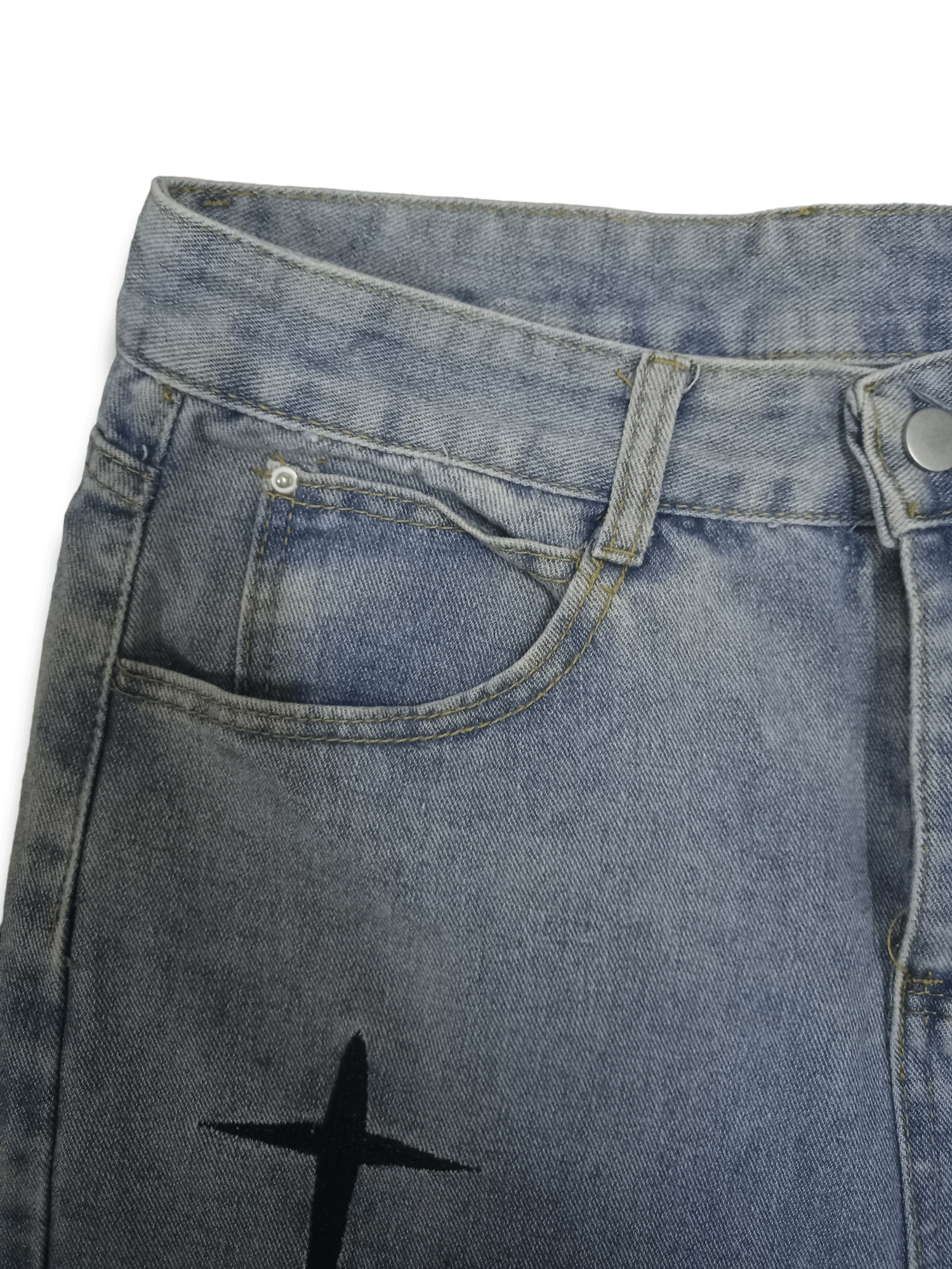 Japanese Brand Vintage Japanese Brand Cross Embroidered Baggy Jeans Size US 28 / EU 44 - 6 Thumbnail