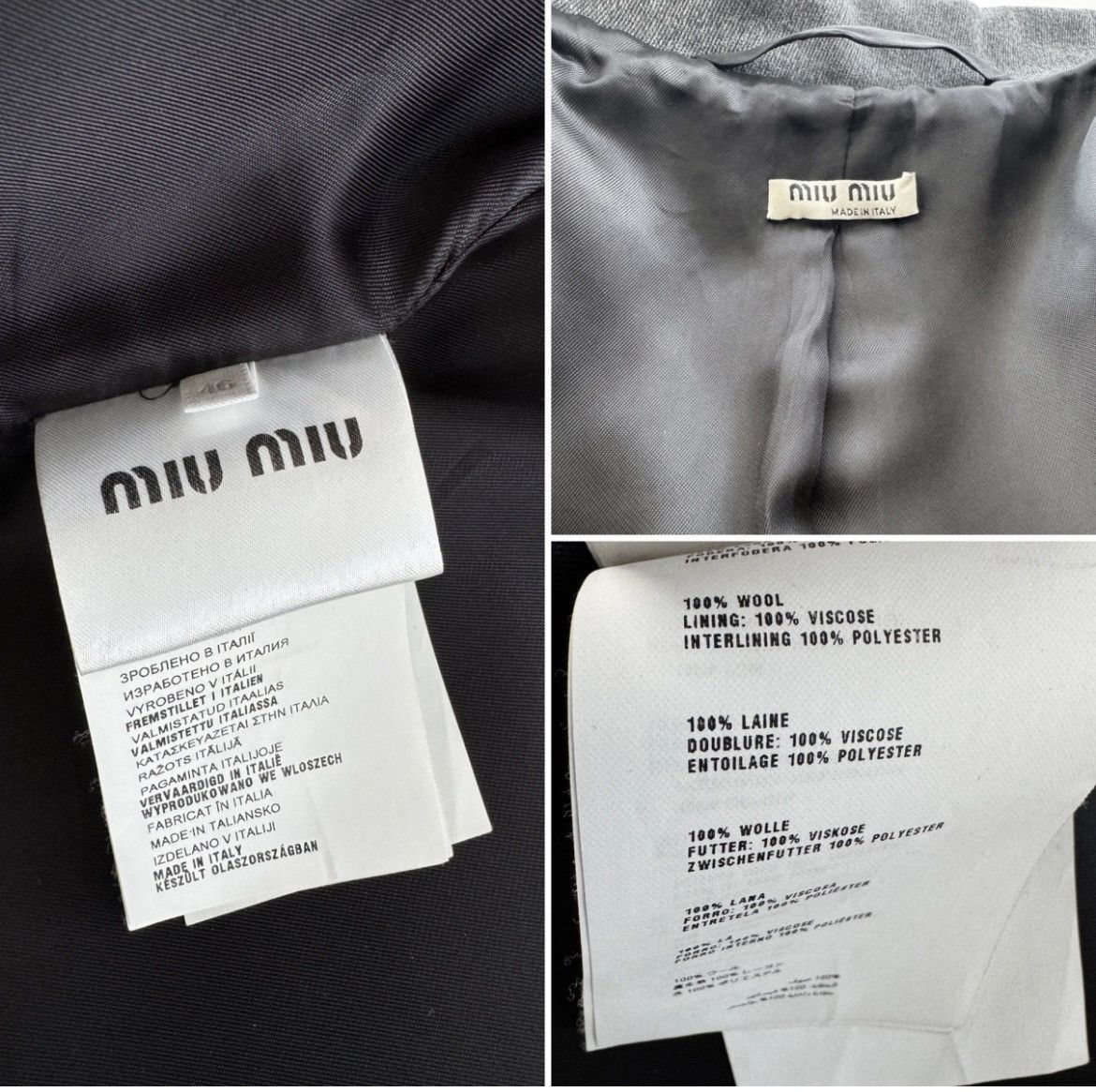 Miu Miu Miu Miu Wool Coat - Grey Size L / US 10 / IT 46 - 5 Thumbnail