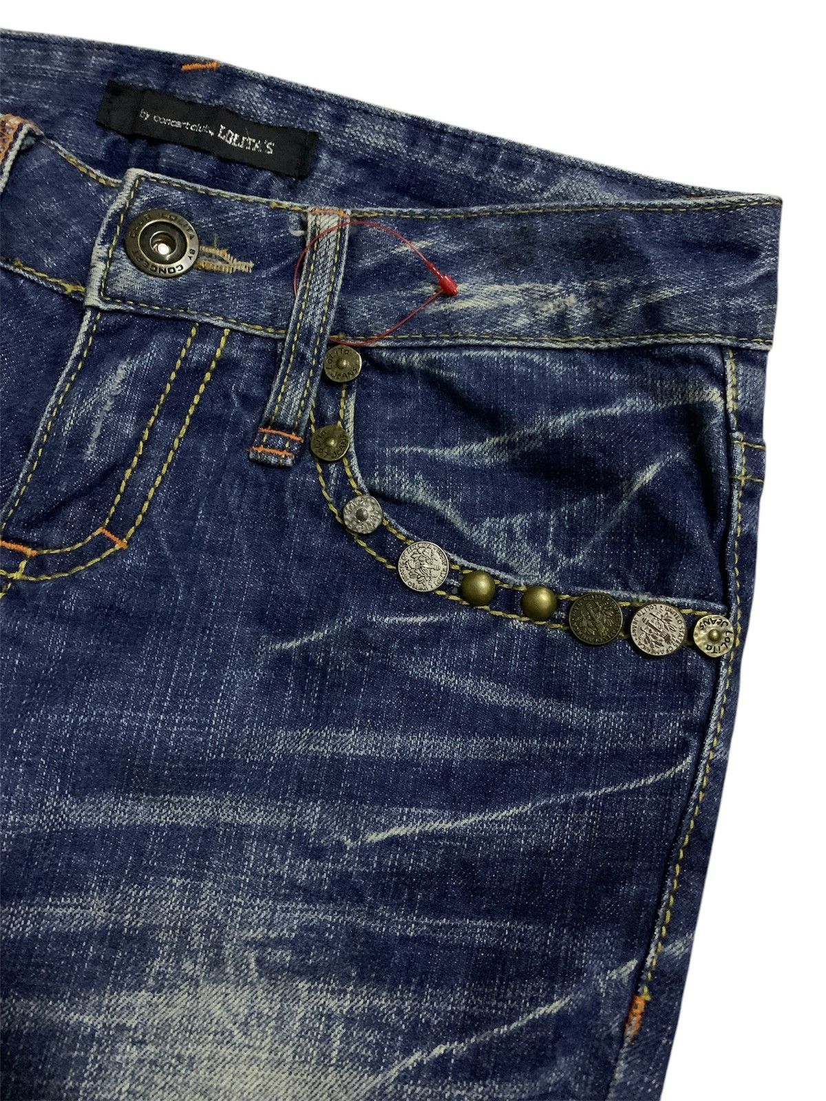 If Six Was Nine × Japanese Brand × Tornado Mart Vtg Japanese Brand Flare Lolita by Concert Clum Studs Denim Size 29" - 4 Thumbnail