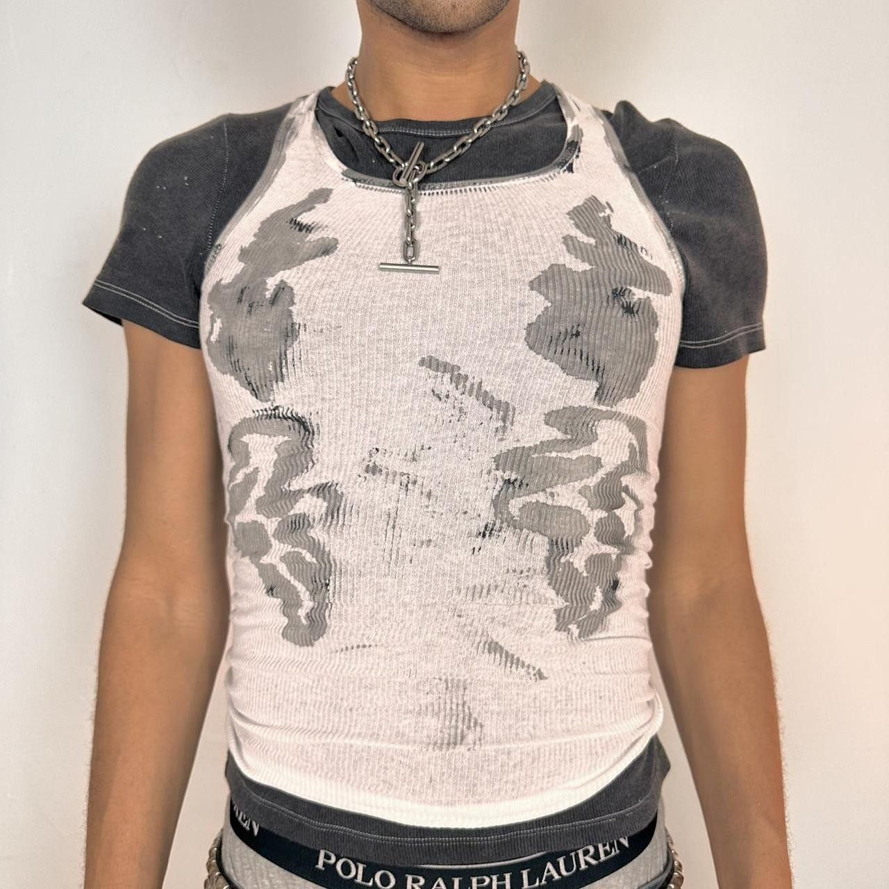 Hanes ASTROBOI* 'Smudge' White & Grey Print Tank Top - Small Size US S / EU 44-46 / 1 - 1 Thumbnail