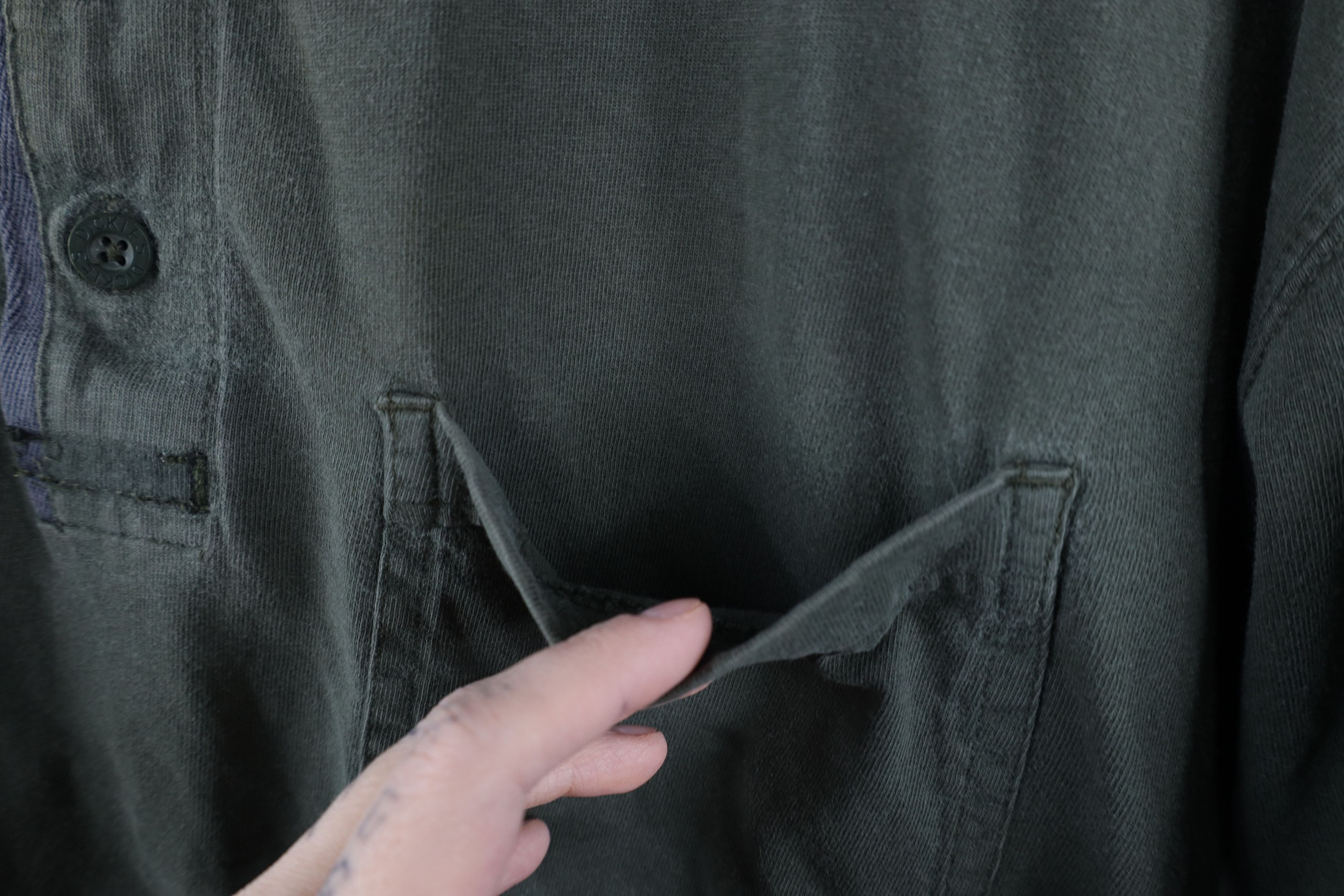 Dickies × Vintage Vintage Dickies Spell Out Short Sleeve Henley T-Shirt Green Size US L / EU 52-54 / 3 - 5 Thumbnail