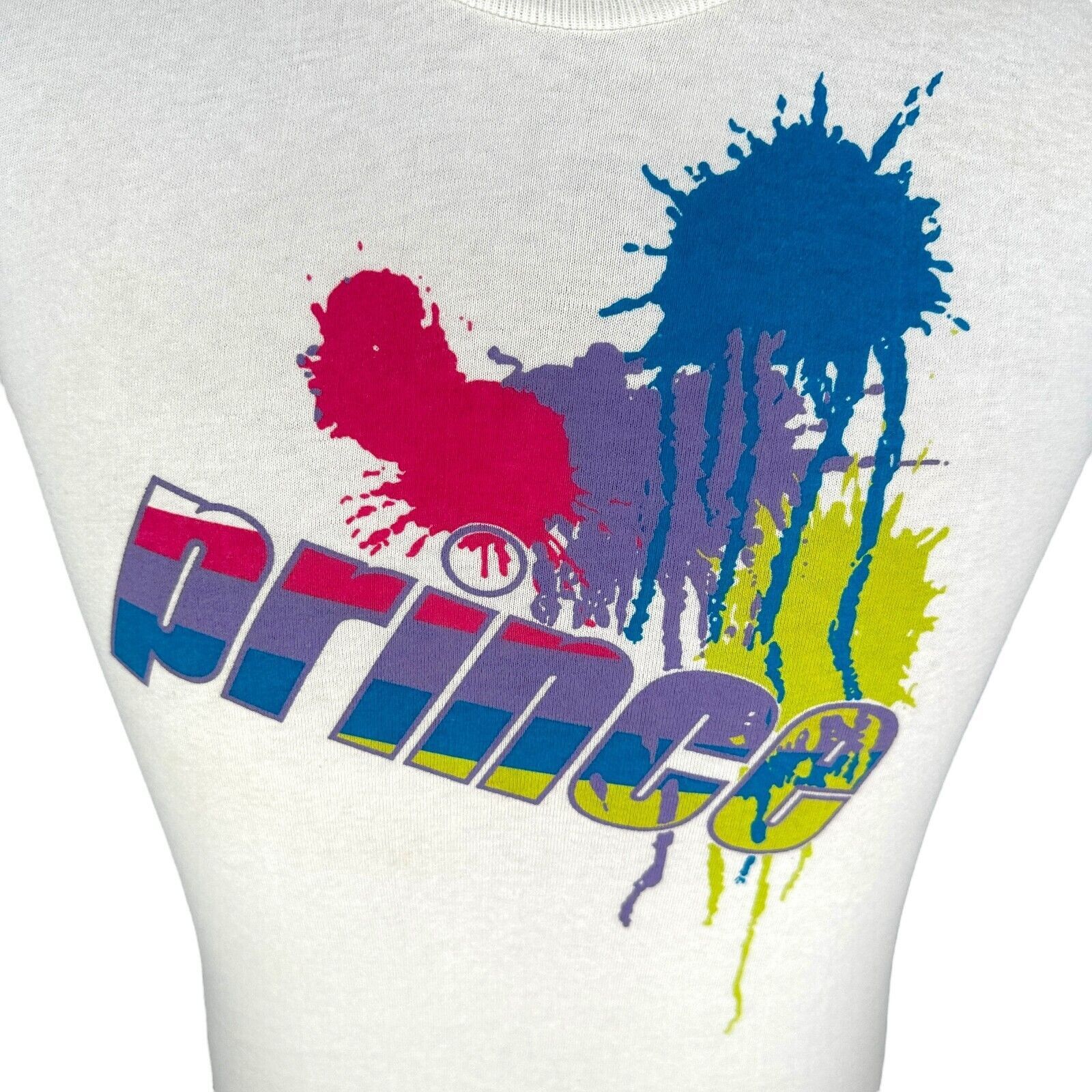 Prince Vintage Prince Tennis T-Shirt Mens Medium White Splatter 90s Size US M / EU 48-50 / 2 - 2 Thumbnail