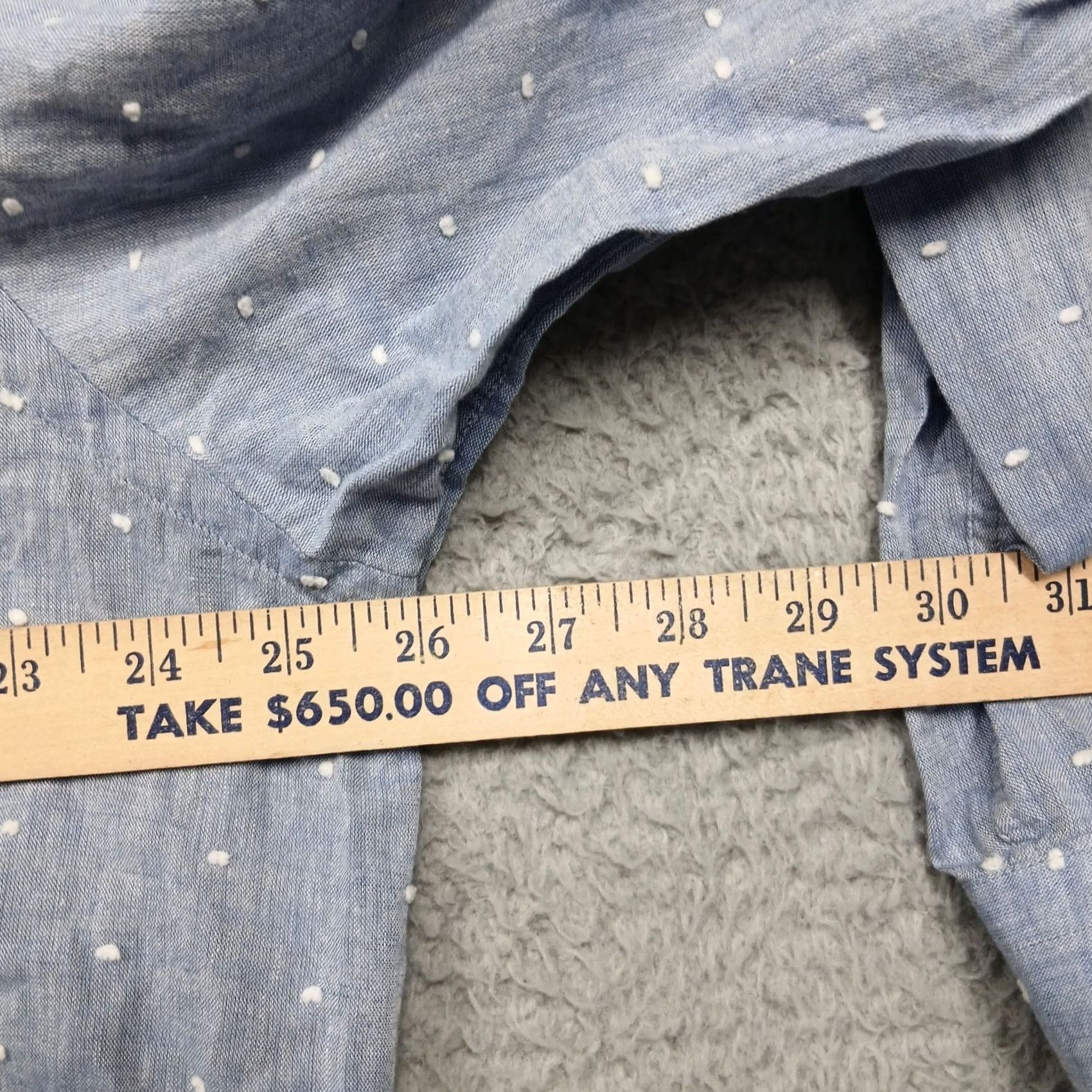 Vintage Ledbury Dress Shirt Men's XL 17.5 Blue Dot Oxford Classic Fit Long Sleeve Button-Down Collared Wrinkle Resistant Size 46R - 5 Thumbnail