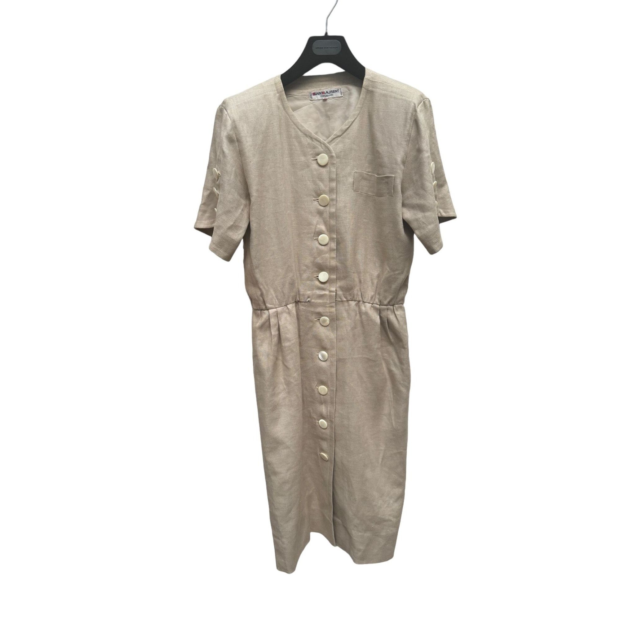 Vintage 1970s Beige Linen Dress