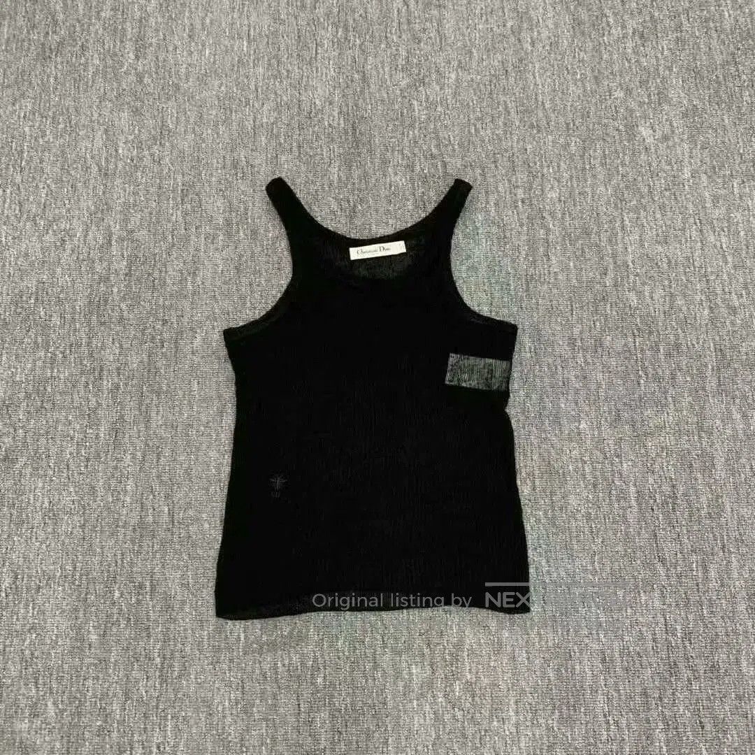 Dior dior black embroidered knit camisole tank top. Size US S / EU 44-46 / 1 - 1 Thumbnail