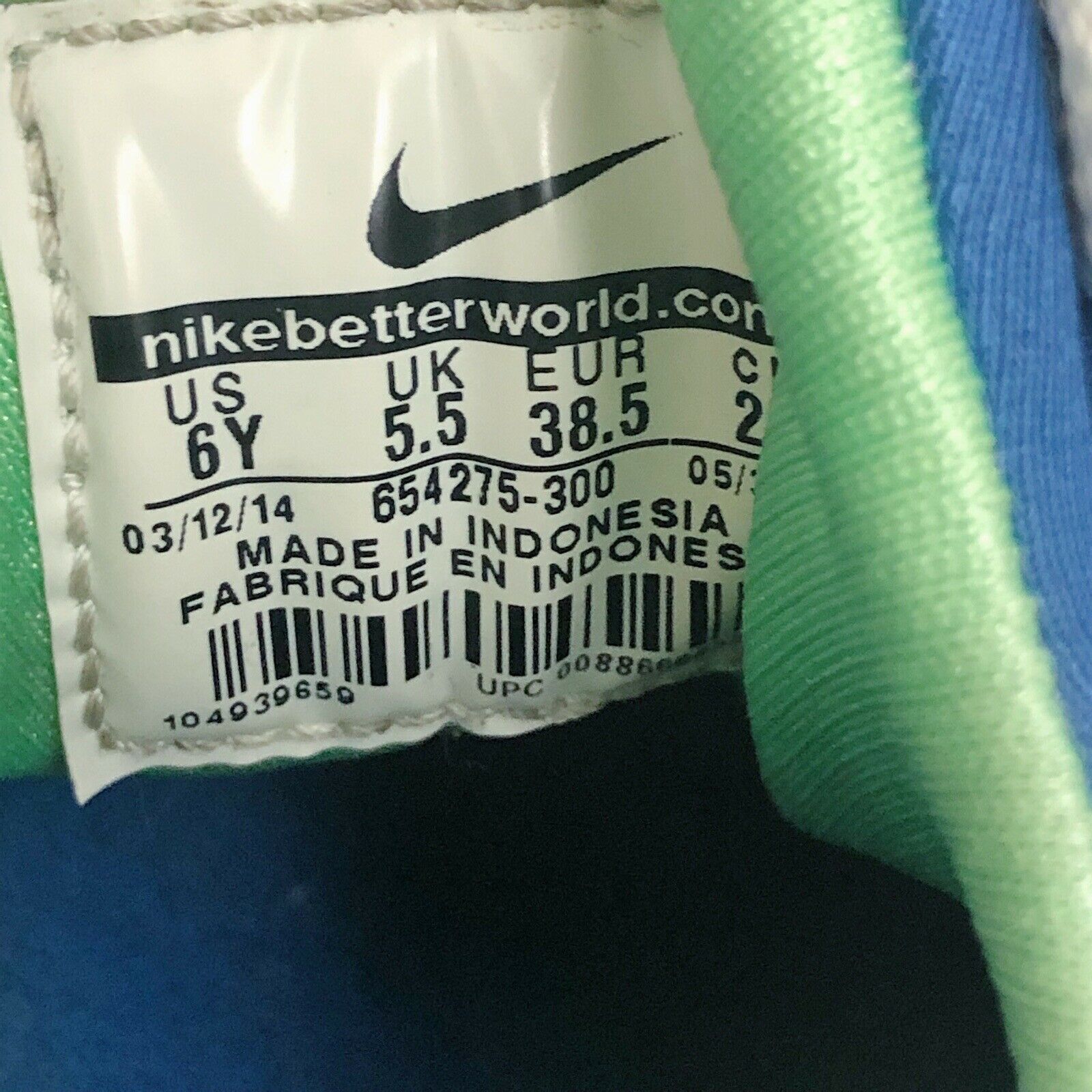 Nike 2014 Nike Huarache Run GS Scream Green Blue Sz 6Y Size US 7.5 / IT 37.5 - 8 Thumbnail