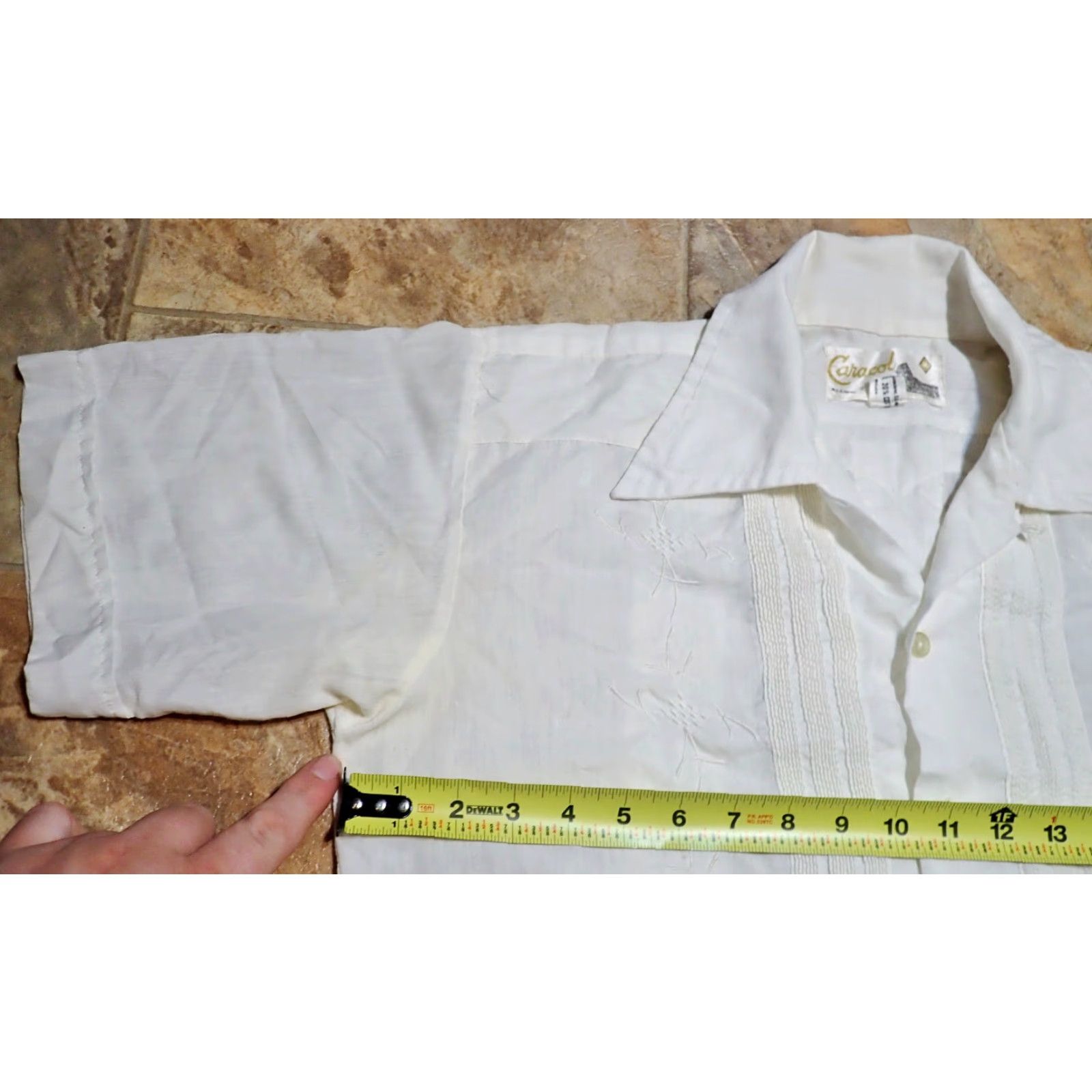 Vintage VINTAGE Caracol Shirt 60s 70s Loop Collar Guayabera Short Sleeve Button-Up White Mens M Cotton Summer Wedding Formal Casual 1960s 1970s Mexico Size 40R - 7 Thumbnail