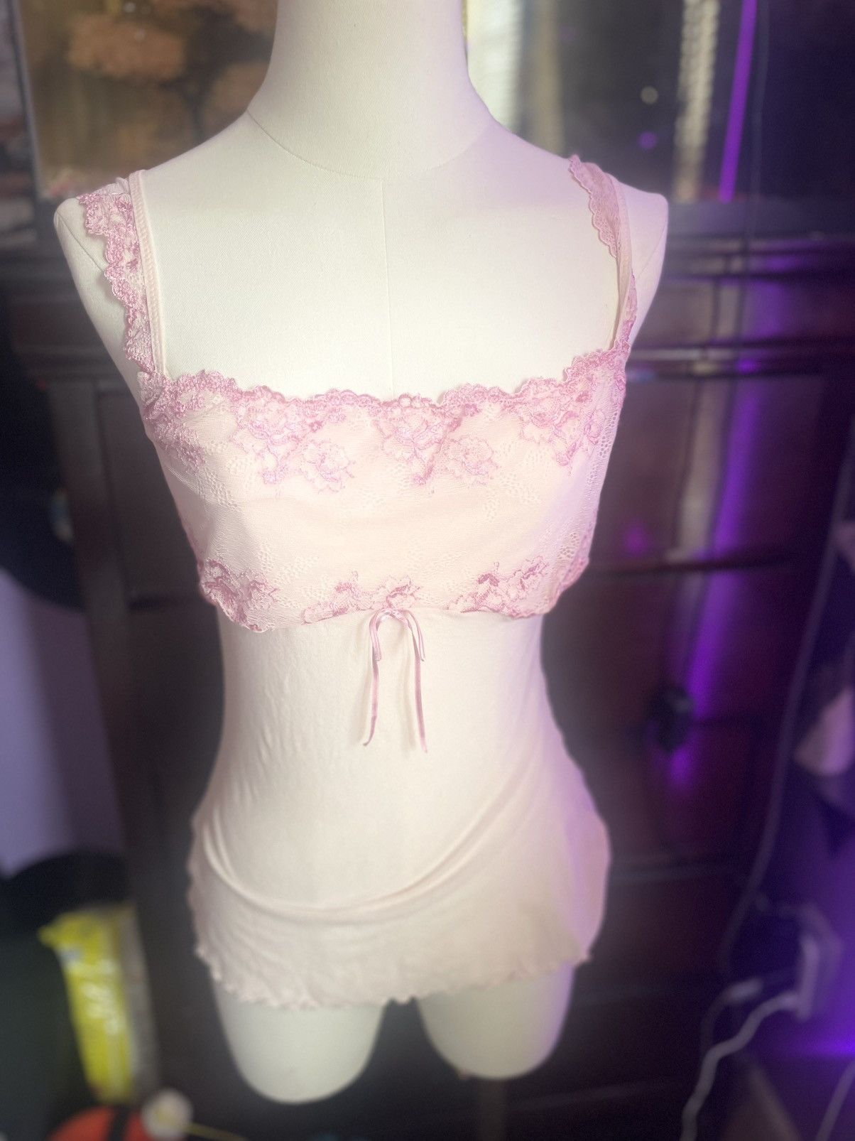 Other Vintage Baby Pink Gilligan O Malley Mesh cami top. Size XL / US 12-14 / IT 48-50 - 1 Thumbnail