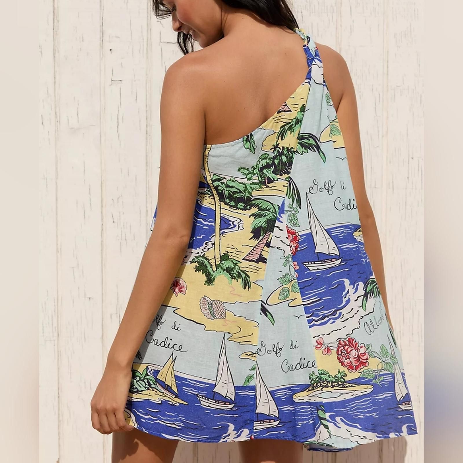 Celandine Asymmetrical Linen Blend Mini Dress