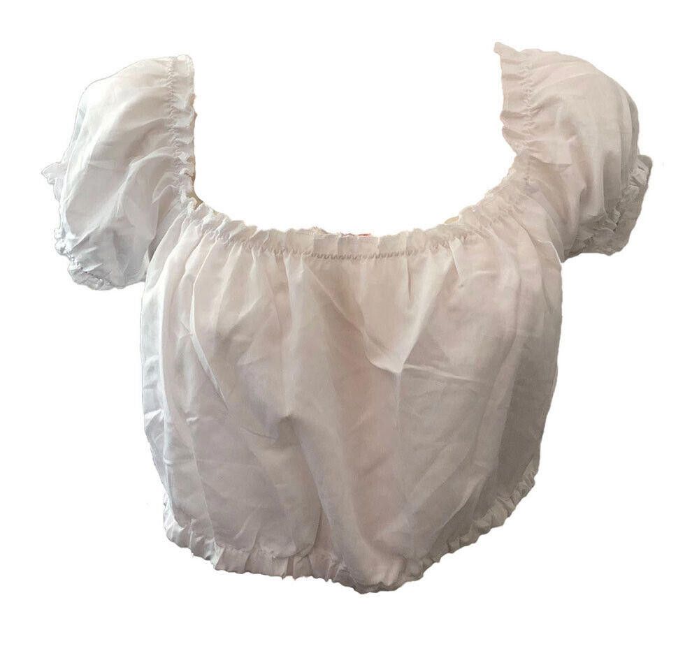 Designer Used White Hand Made Blouse S Crop Top Size S / US 4 / IT 40 - 1 Thumbnail