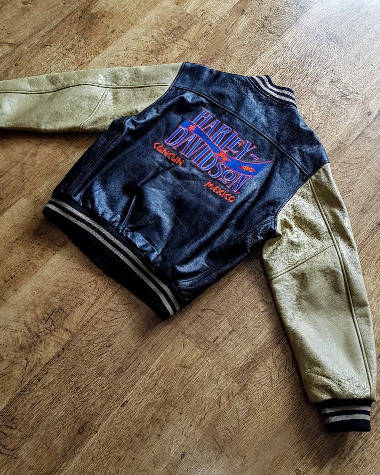 Harley Davidson × Vintage SICK Cancun Harley Davidson Embroidered Leather Jacket Size US M / EU 48-50 / 2 - 2 Thumbnail