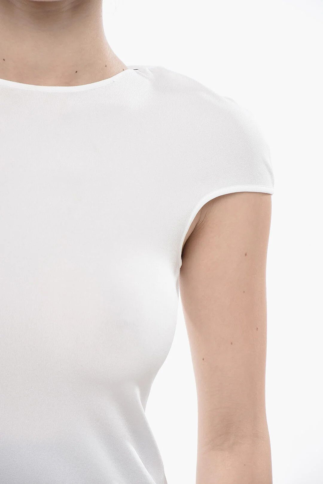 Salvatore Ferragamo og1mm0426 Double-Fabric Crewneck T-Shirt in White Size M / US 6-8 / IT 42-44 - 3 Thumbnail