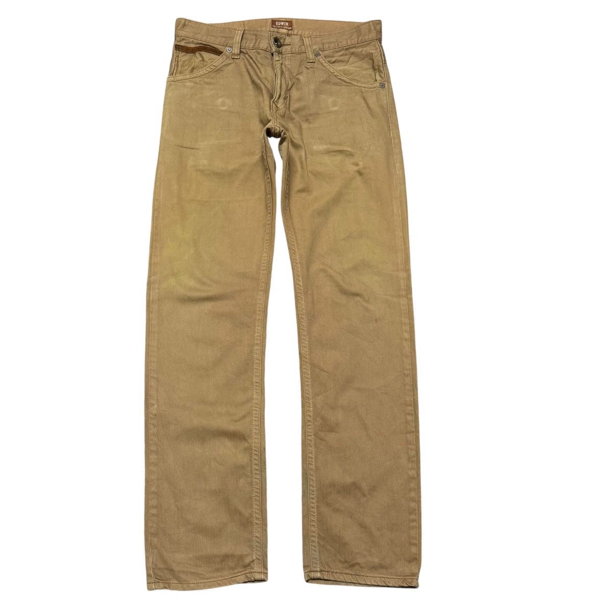 Edwin Vintage Edwin XVS403 Leather Pocket Brown Denim Jeans Size US 34 / EU 50 - 2 Thumbnail