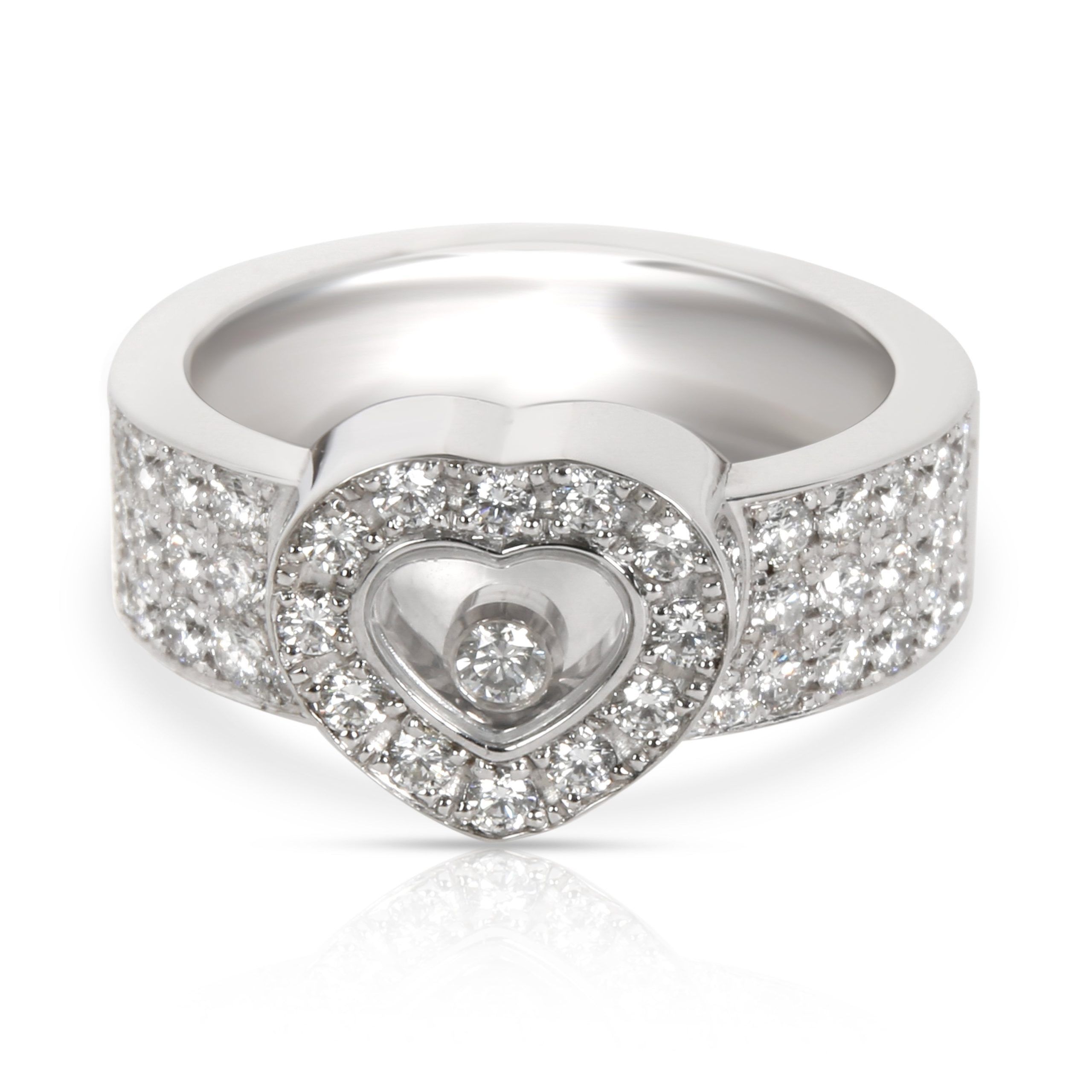 image of Chopard Happy Diamond Ring In 18K White Gold 1 Ctw, Women's