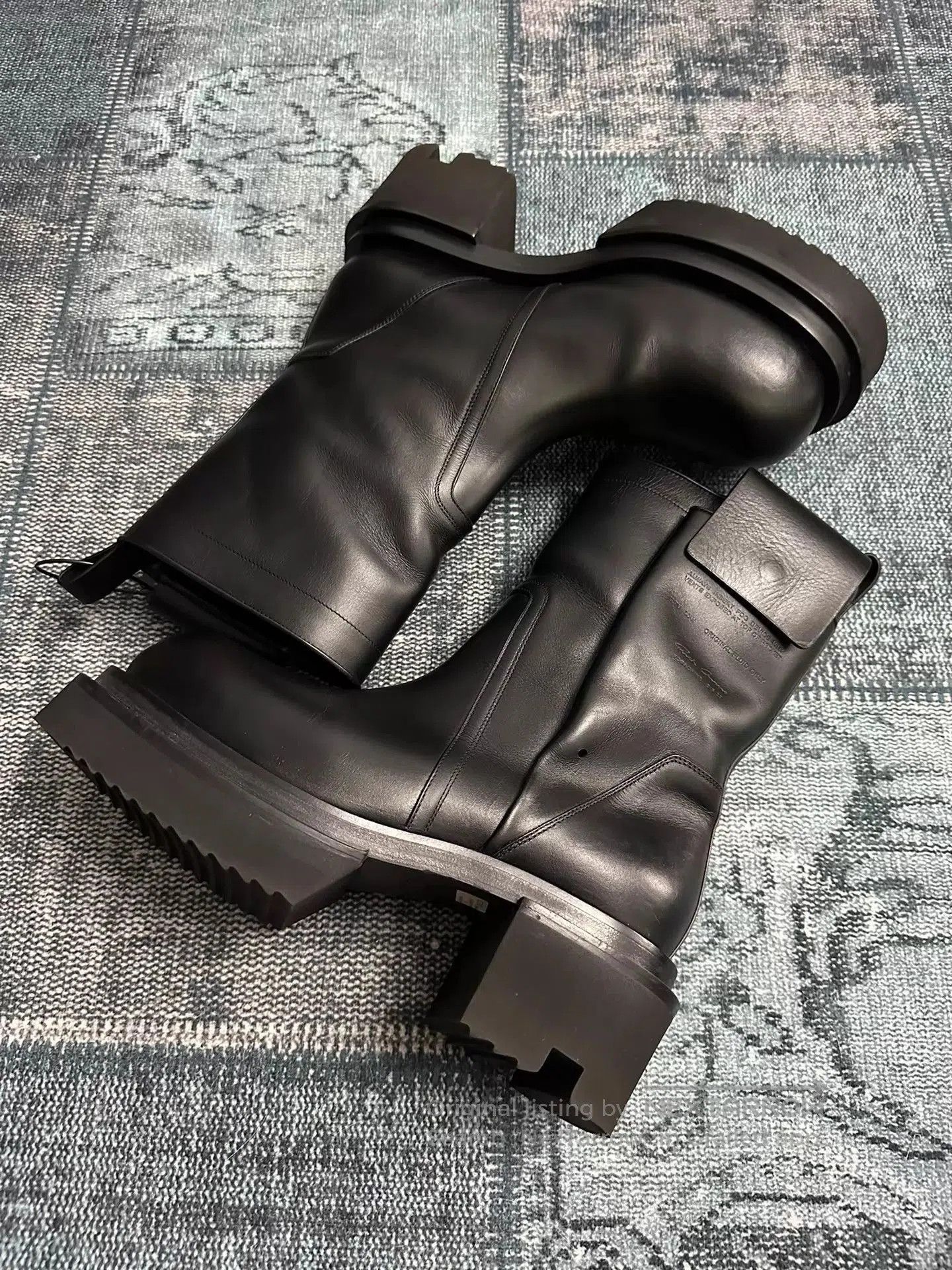 Rick Owens Black Leather Boots with Chunky Platform Sole Size 9. Size US 9 / EU 42 - 1 Thumbnail