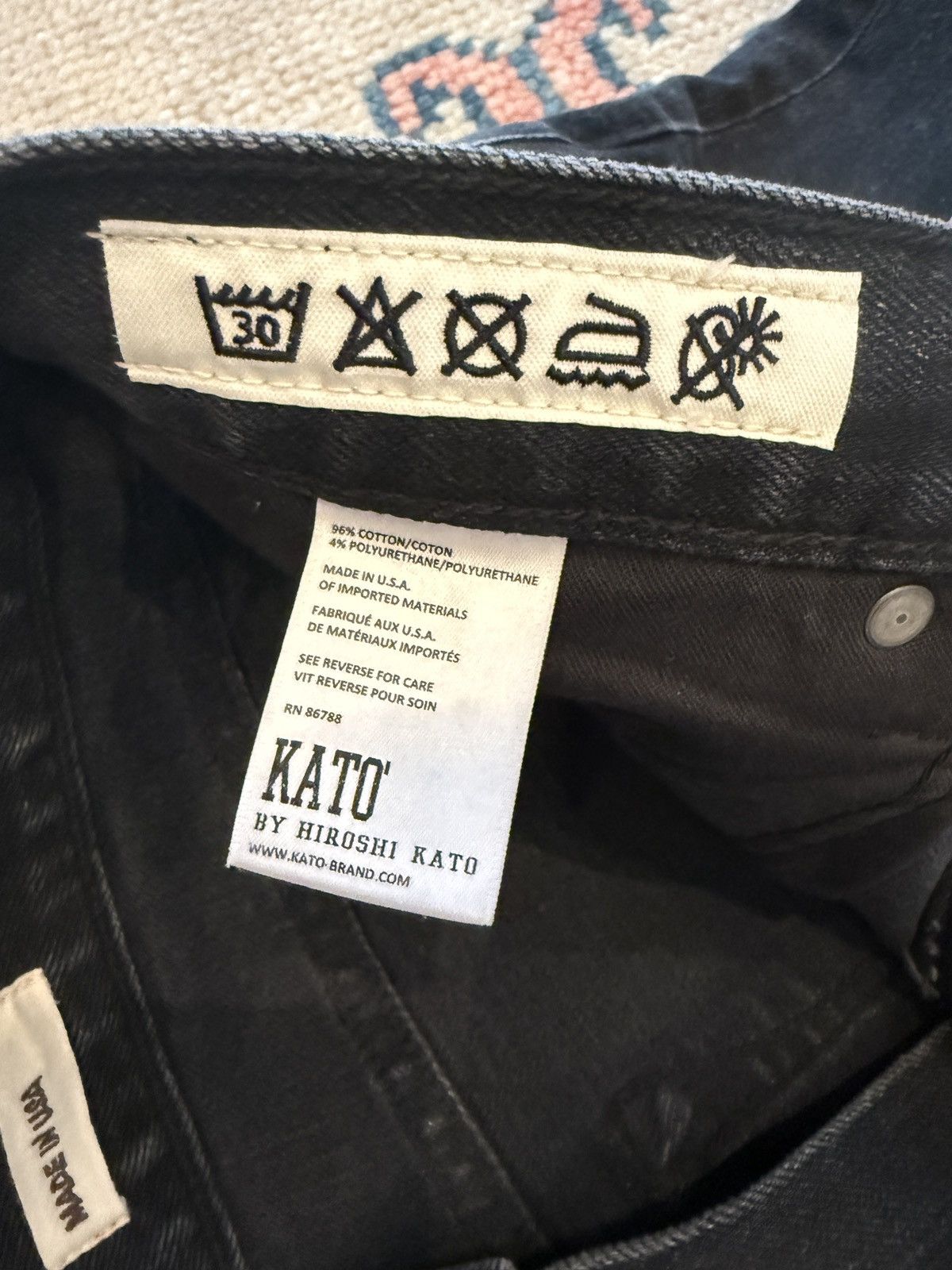 Hiroshi Kato 34x32 Pen Slim 14oz Black Selvedge Denim (Haroshi Kato) Size US 34 / EU 50 - 4 Thumbnail