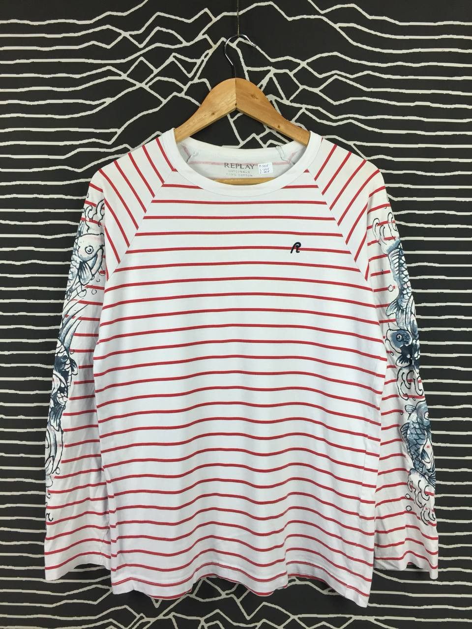 Replay Vtg Replay Jeans Koi Fish Motive Striped Longsleeve Tee Size US M / EU 48-50 / 2 - 1 Thumbnail