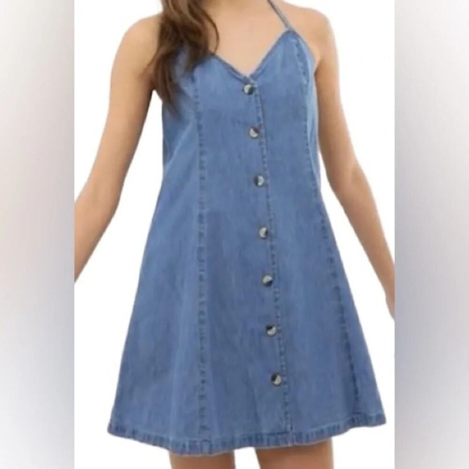 Asos ASOS denim halter mini dress, size US14 Size L / US 10 / IT 46 - 1 Thumbnail