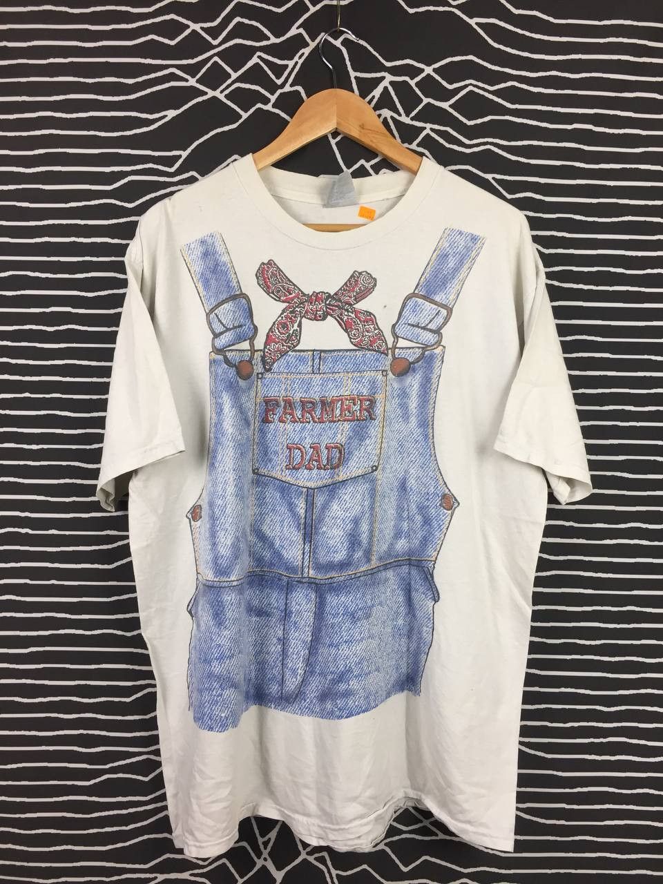 Vintage Vtg 90s Tultex Farmers Dad Overalls Bandana Overprint Tee Size US XL / EU 56 / 4 - 1 Thumbnail