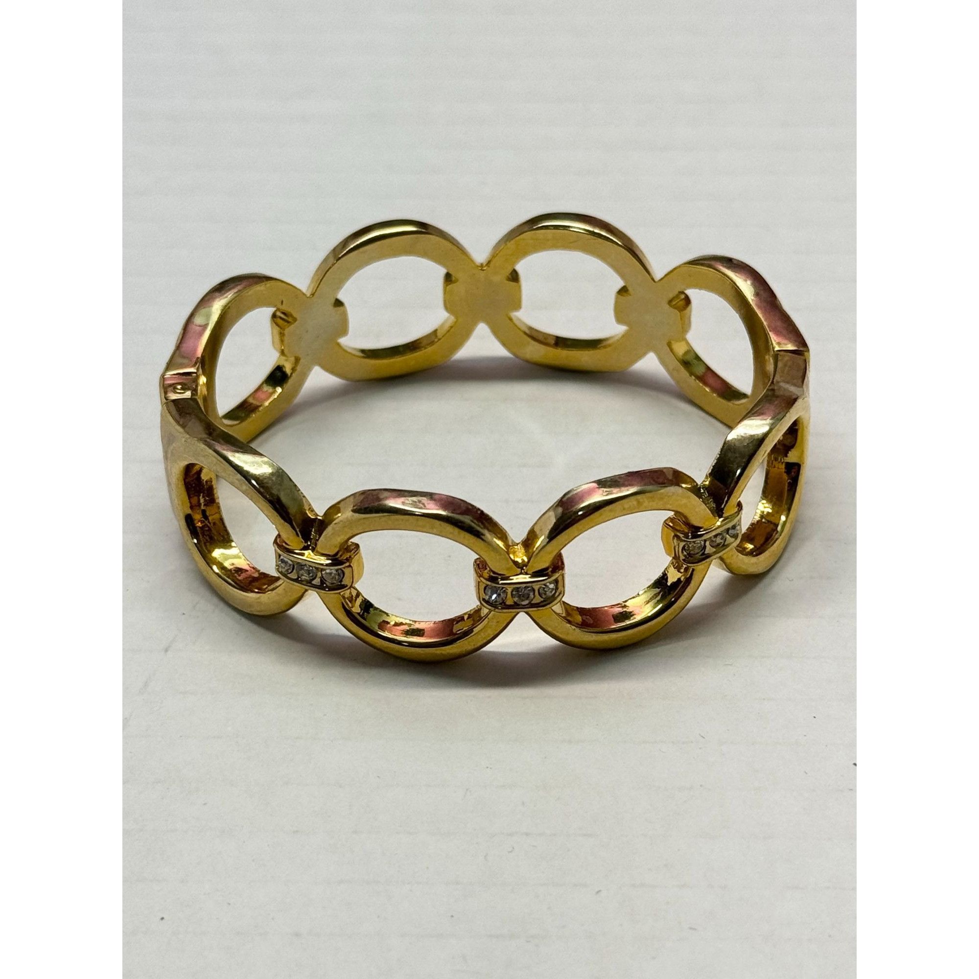 Vintage Vintage gold rhinestone hinged bangle bracelet Size ONE SIZE - 1 Thumbnail