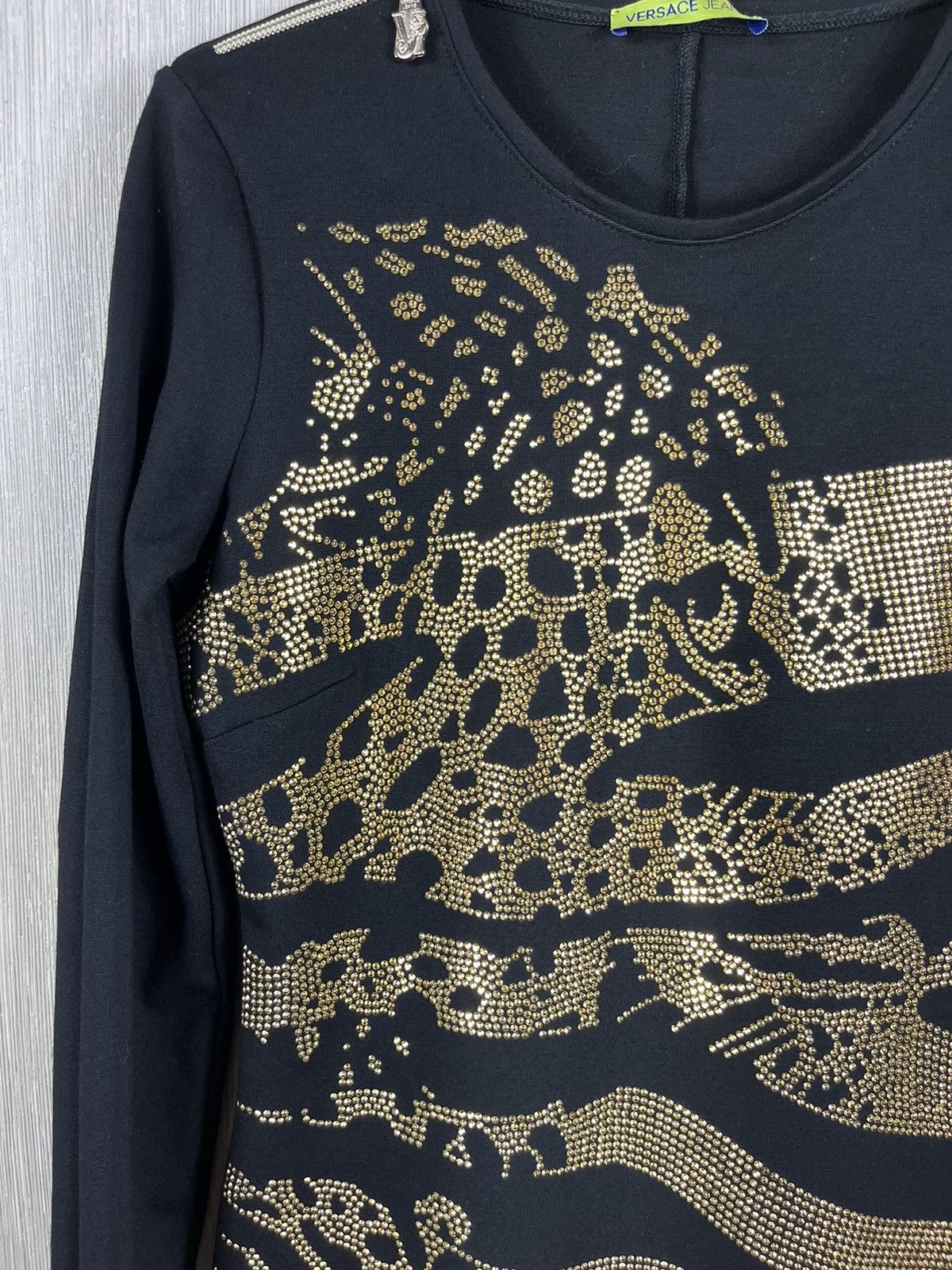Designer × Versace × Versace Jeans Couture Versace jeans bodycon dress leopard golden metallic studs Size S / US 4 / IT 40 - 11 Thumbnail
