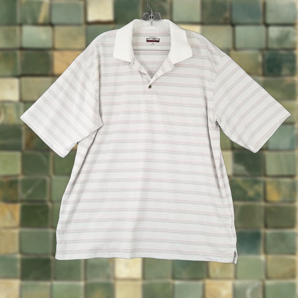 Vintage Kirkland Polo Shirt Mens XL White Striped Short Sleeve Size US XL / EU 56 / 4 - 1 Thumbnail