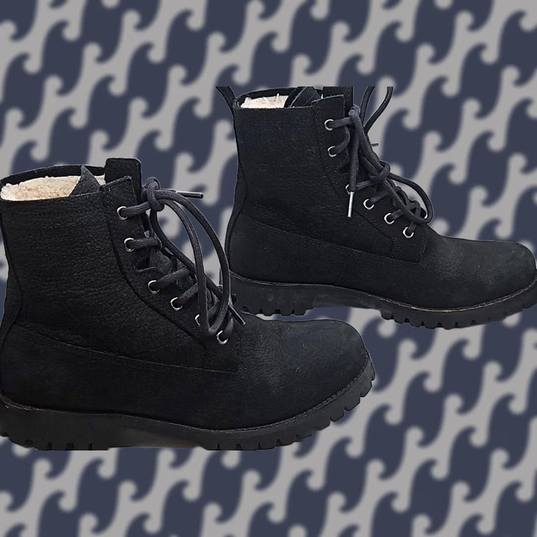 Vintage Blackstone OL-42 Black Suede Shearling Lined Lace Up Boots US 6.5 EU 37 Lug Sole Womens Boots Size US 7 / IT 37 - 1 Thumbnail