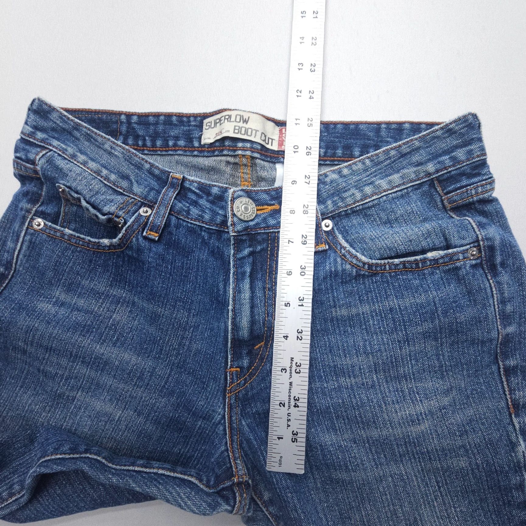 Levi's VINTAGE Levi’s Jeans Bootcut Womens 90s Dark Blue Levi's 518 Juniors 11 Denim 30in Inseam 5-Pocket Shirt? Size 32" / US 10 / IT 46 - 5 Thumbnail