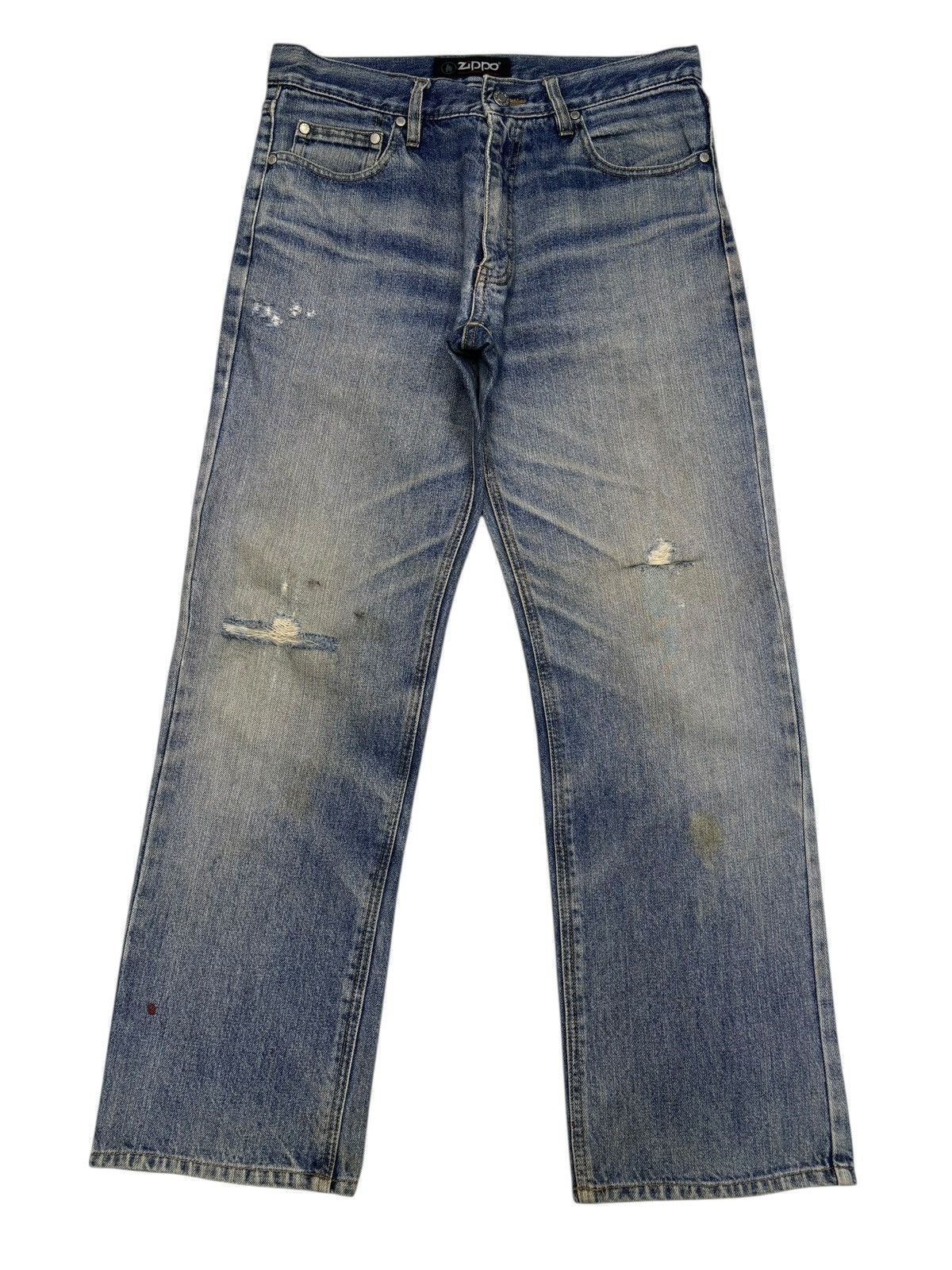 Number (N)ine ZIPPO DISTRESSED DENIM JEANS Size US 31 - 7 Thumbnail