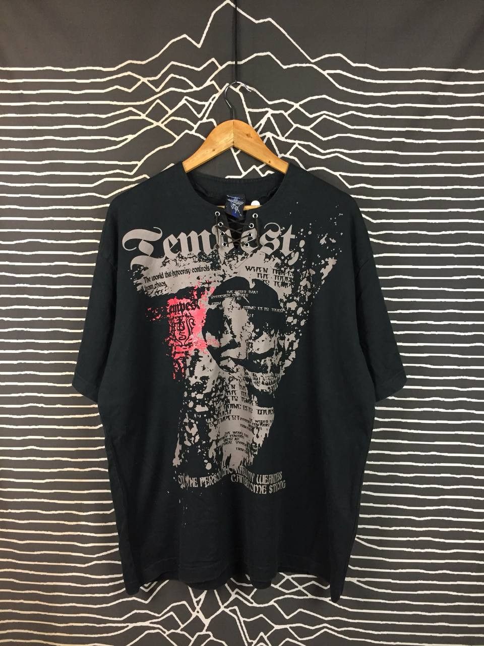 Japanese Brand Tempest Japan Skull Cyber Grunge Lace-Up Graphic Tee Size US XXL / EU 58 / 5 - 2 Thumbnail
