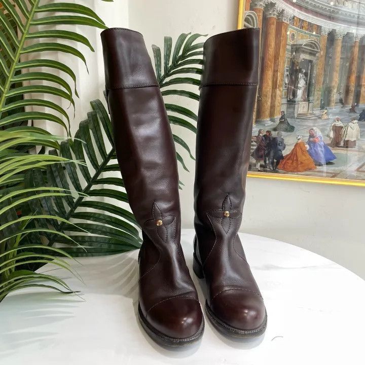 Louis Vuitton Louis Vuitton Leather Mid-Calf Boots in Dark Brown -2508 Size US 6 / IT 36 - 1 Thumbnail