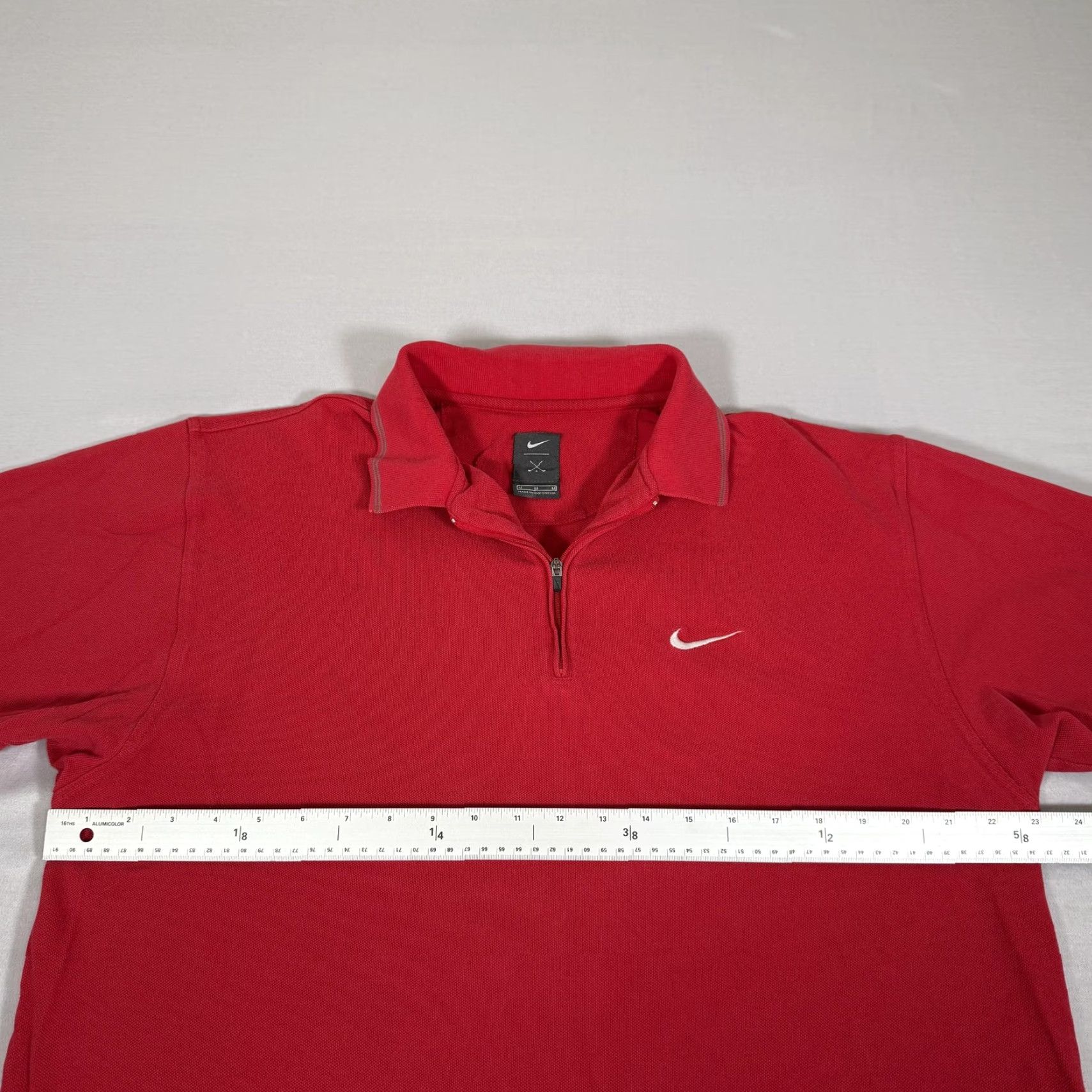 Nike Nike Shirt Polo Mens M Red 100% Cotton Nike Golf Tiger Woods 1/4 Zip Short Sleeve Swoosh Mens Size US M / EU 48-50 / 2 - 3 Thumbnail