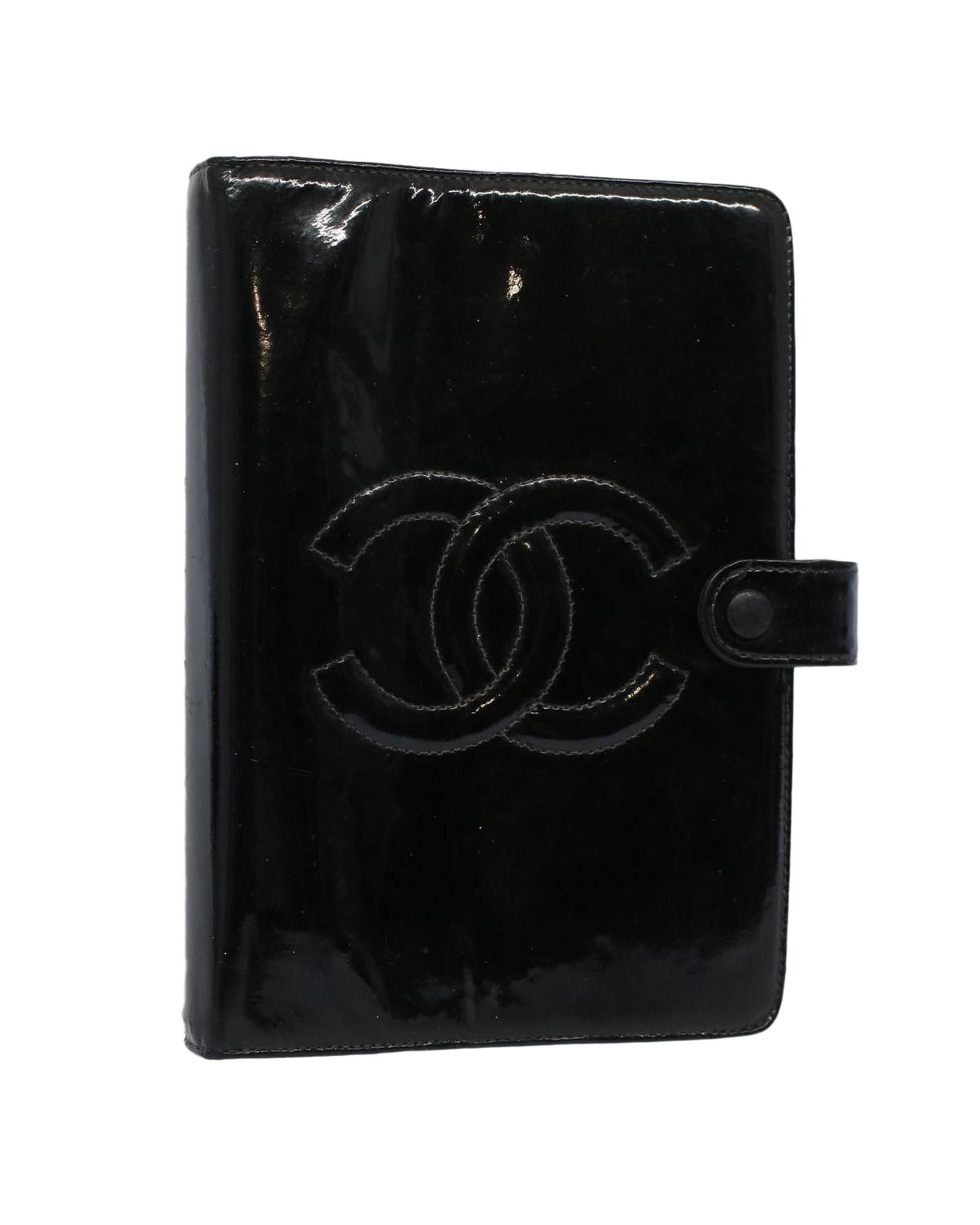 image of Chanel Sophisticated Black Patent Leather Organizer, Women's