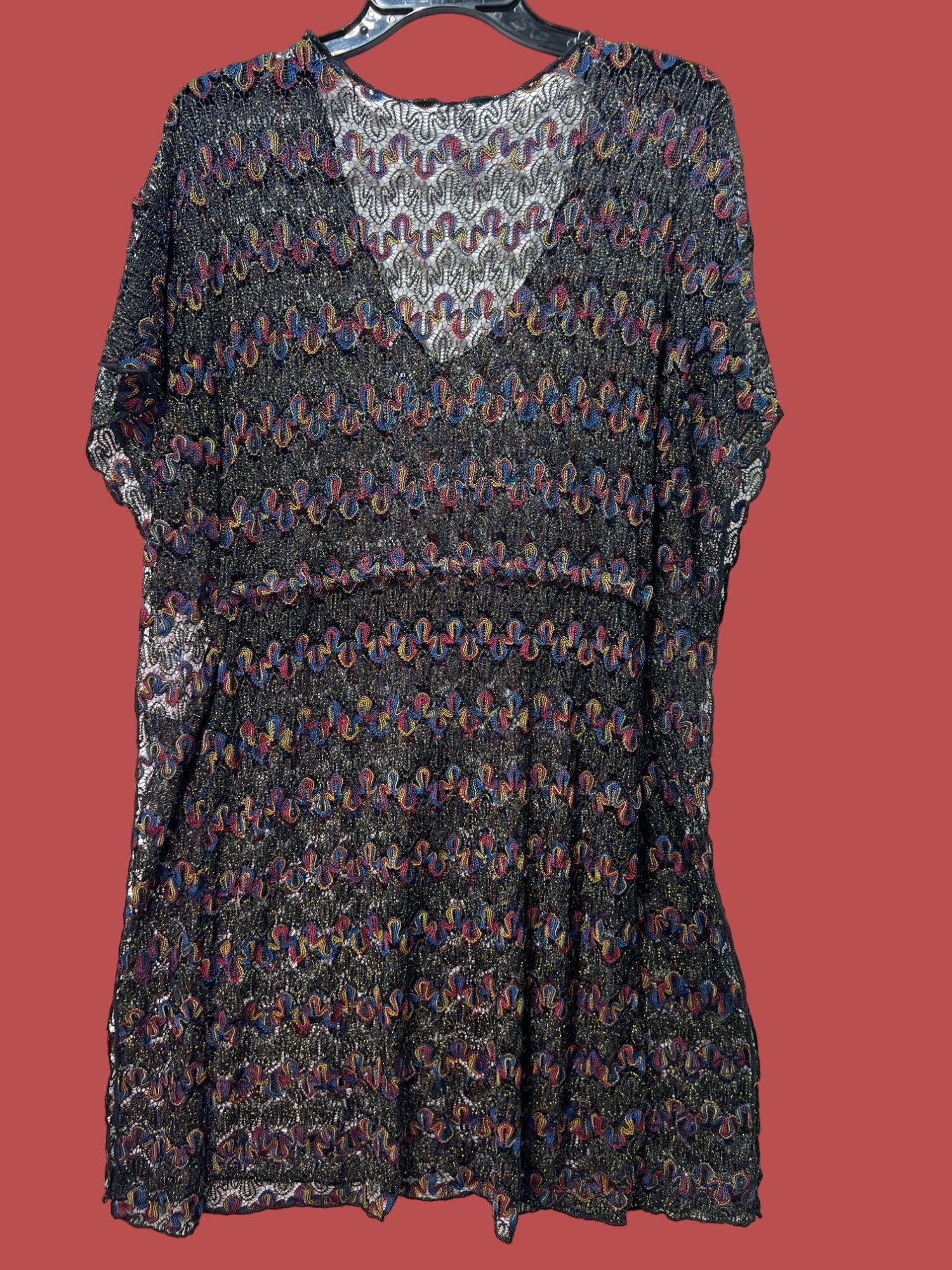 Other Time And Tru - Women's Crochet Kaftan Cover Up - Black - Med Size ONE SIZE - 4 Thumbnail