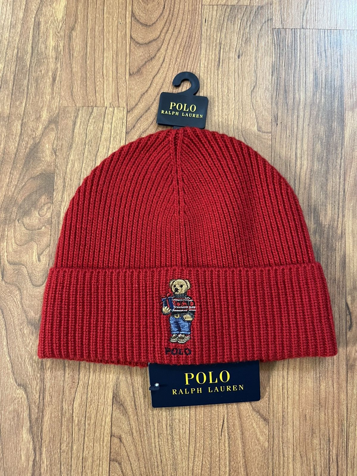 Red polo bear beanie online