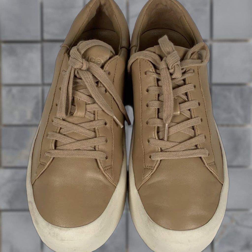 Vince Vince Womens Gabi Sneakers US 7M Eur 37 Beige Leather Size US 7 / IT 37 - 1 Thumbnail