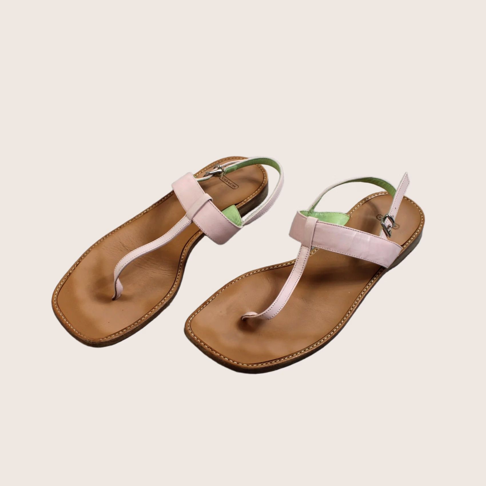 Coach Coach Sandals Women Size 8 Pink Leather Thong Ankle Strap Italy Quiet Luxury Y2K Size US 8 / IT 38 - 1 Thumbnail