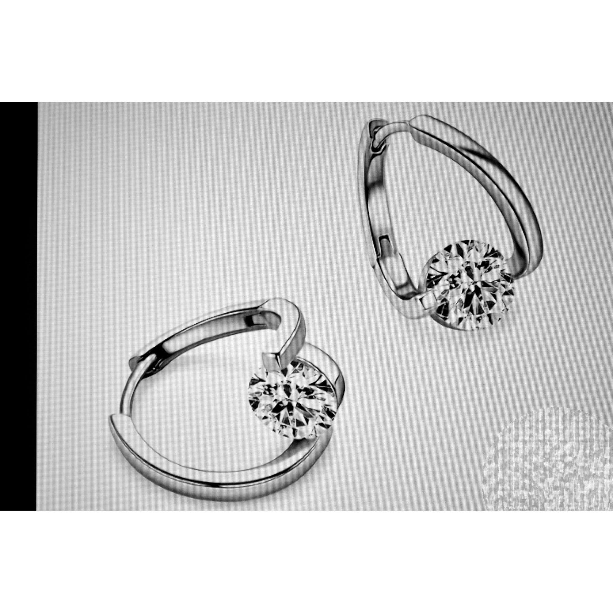 Other Moissanite Sterling Silver Hoop Earrings Size ONE SIZE - 3 Thumbnail
