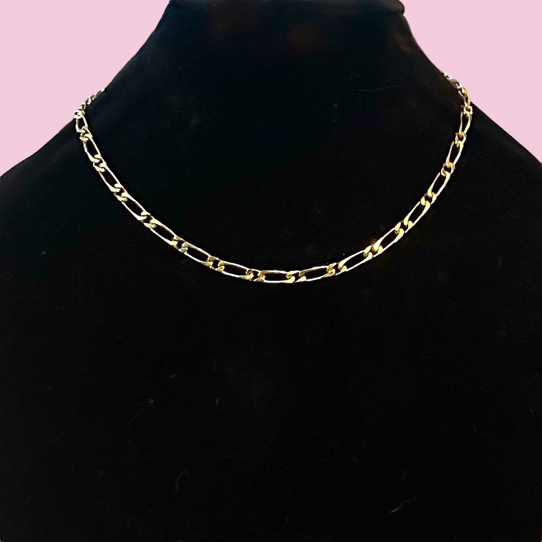 Vintage Vintage gold tone figaro chain necklace Size ONE SIZE - 1 Thumbnail