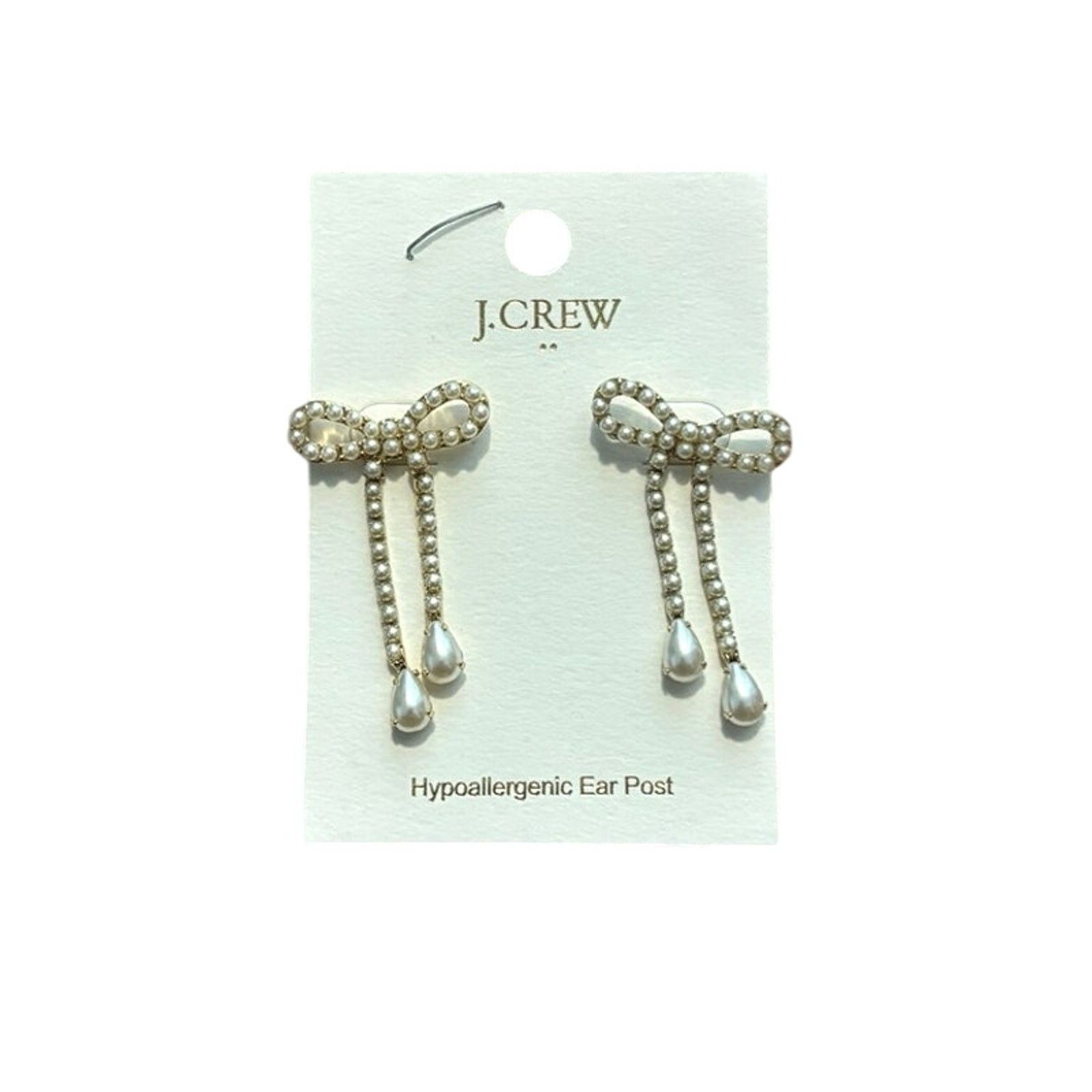 J.Crew NWT J.Crew Pearl Bow Earrings Gold Size ONE SIZE - 2 Thumbnail