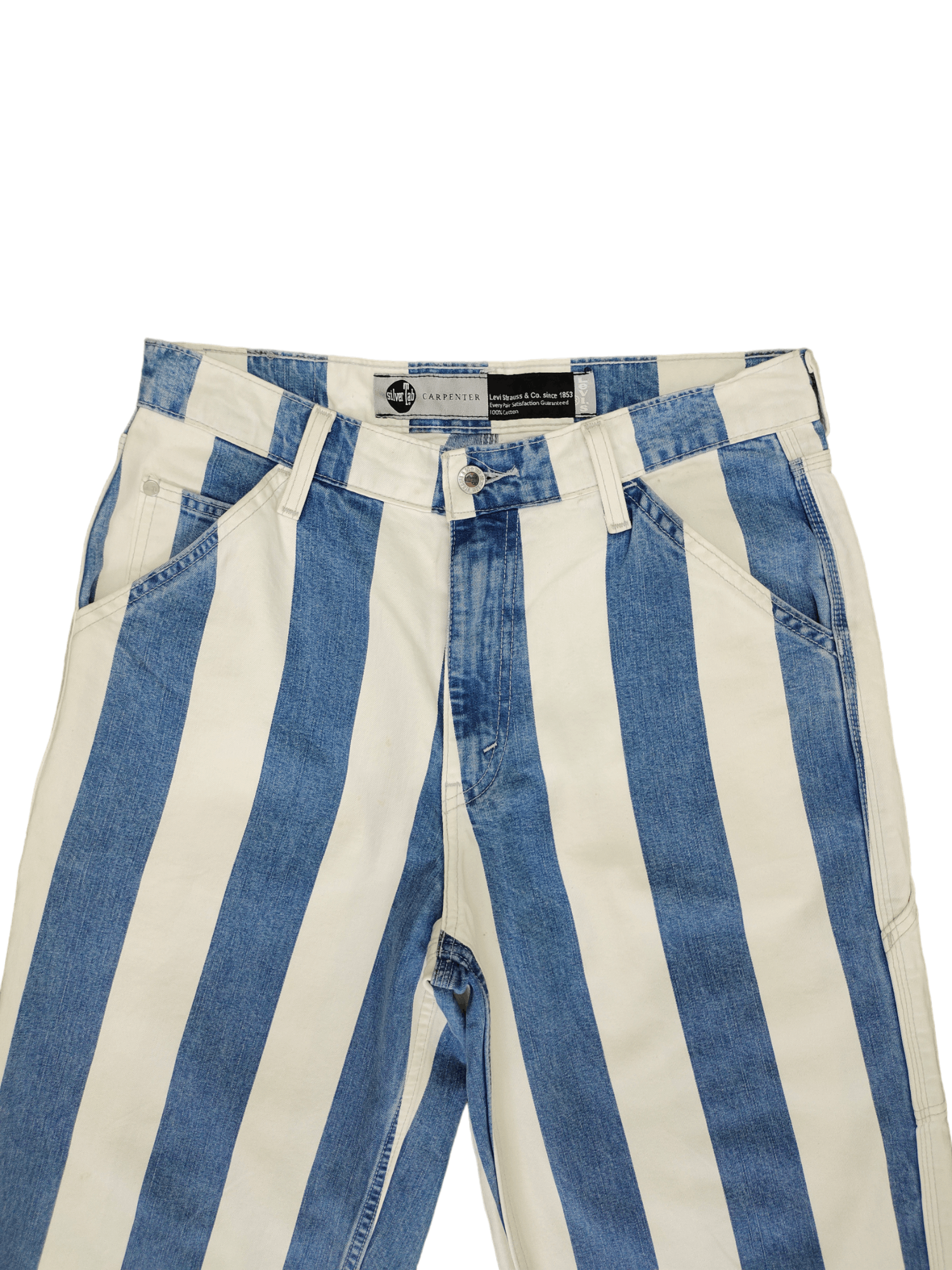 Levi's Vintage Clothing Baggy Jeans Levis Silver Tab Prisoner Striped Carpenter 3Q Size US 31 - 12 Thumbnail
