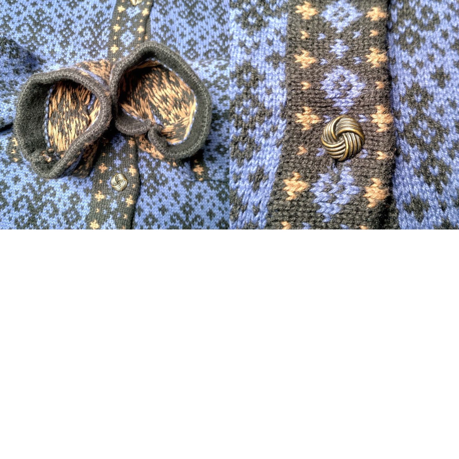 Vintage Nomadic Traders Cardigan Sweater Women L Blue Fleur Di Lis Button Up Nordic Size L / US 10 / IT 46 - 9 Thumbnail