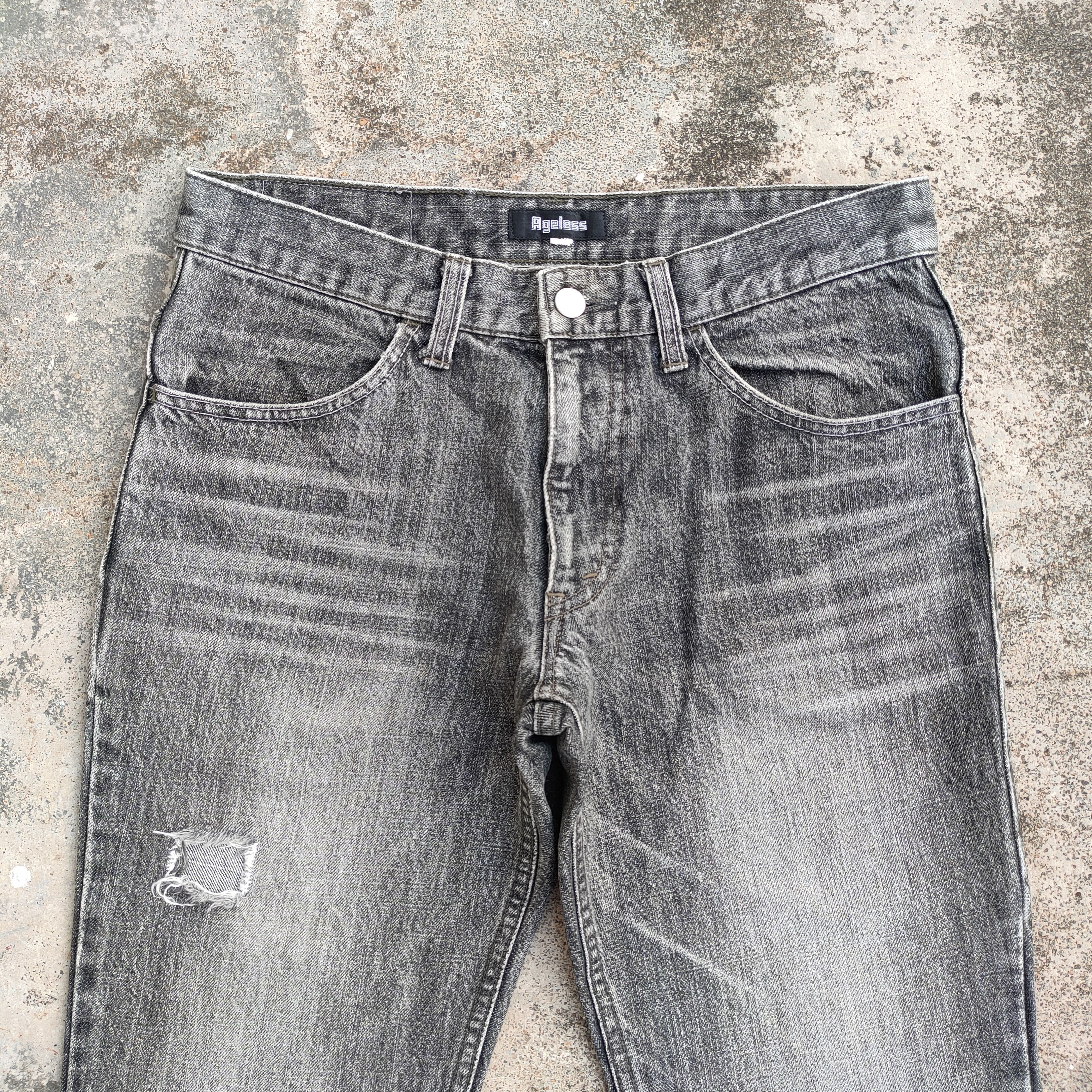 Japanese Brand vtg ageless Flare distressed faded black denim jeans pants Size US 31 - 3 Thumbnail