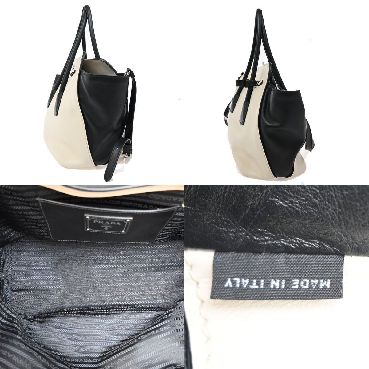 Prada Soft Calf Cuir Convertible Shopping Tote Beige