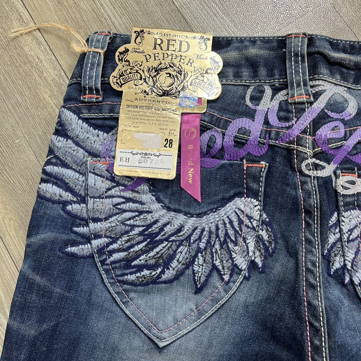 Ed Hardy Dead stock Y2K RedPepper x Ed Hardy Embroidery Flared Jeans Size 29" - 6 Thumbnail