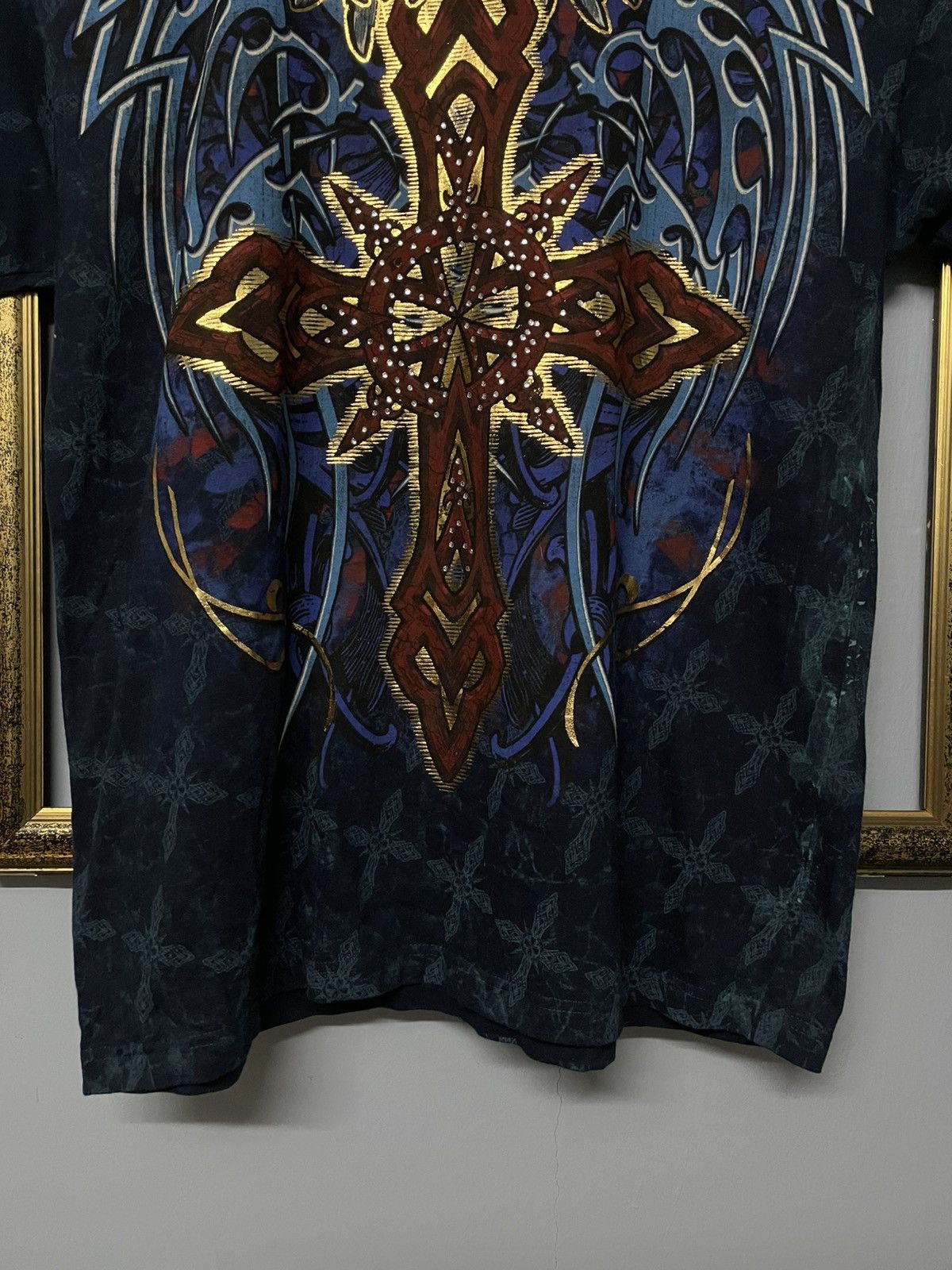 Affliction Vintage Rare 1990s Affliction Cross Live Fast Die Strong Tee Size US XL / EU 56 / 4 - 3 Thumbnail
