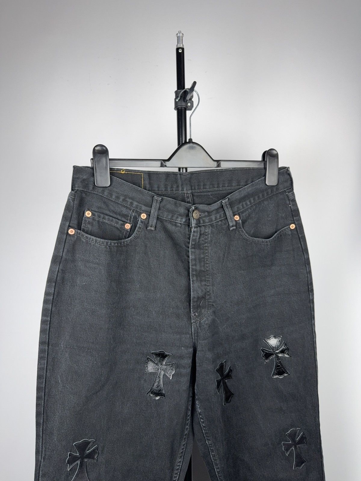 Vintage Vintage 90s Custom Chrome Hearts Style Cross Denim Jeans Size US 33 - 4 Thumbnail