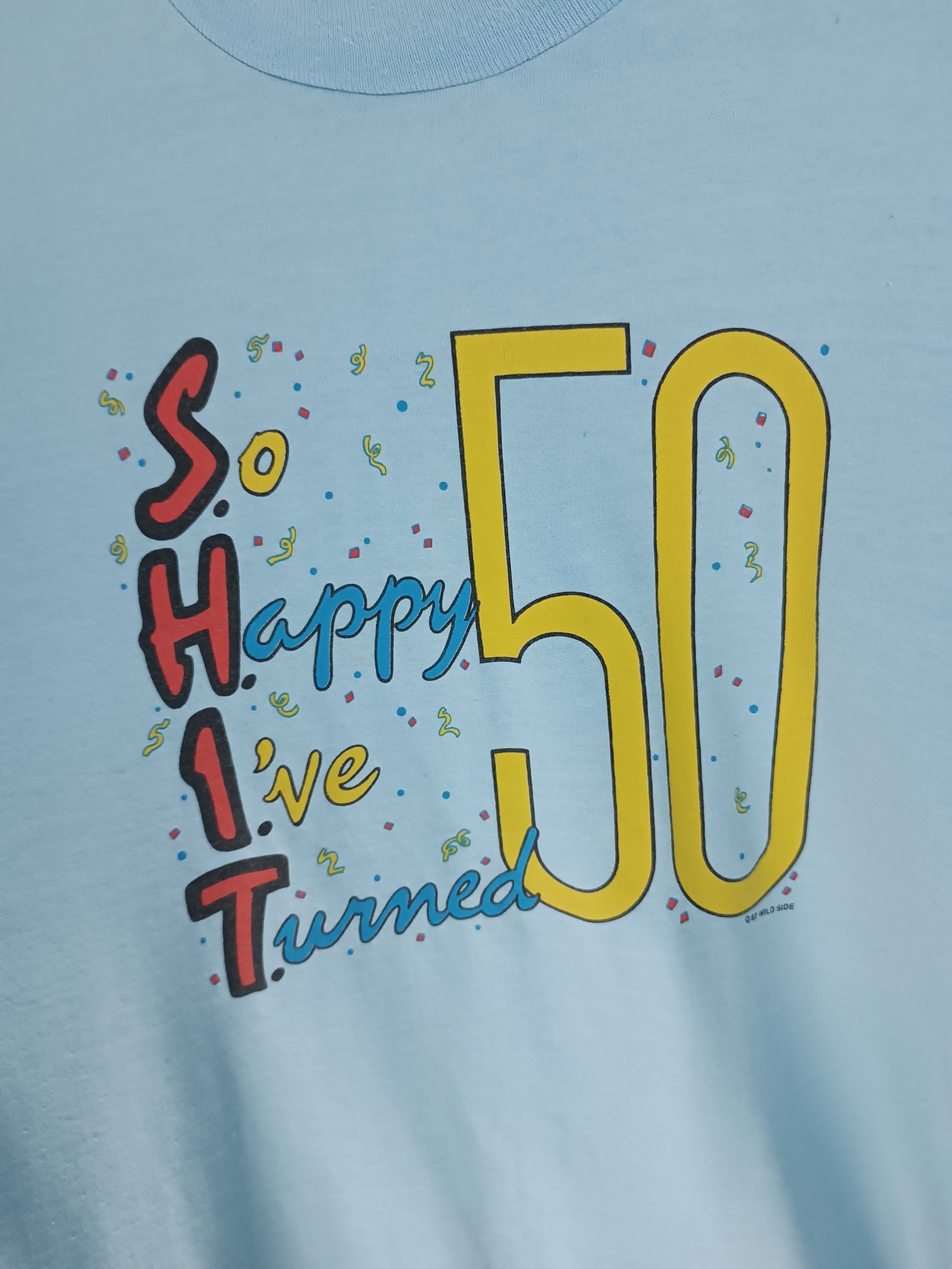 Vintage VINTAGE 80'S SHIT TURNED 50 HUMOR ADULT FUNNY STATEMENT TEE Size US XXL / EU 58 / 5 - 7 Thumbnail