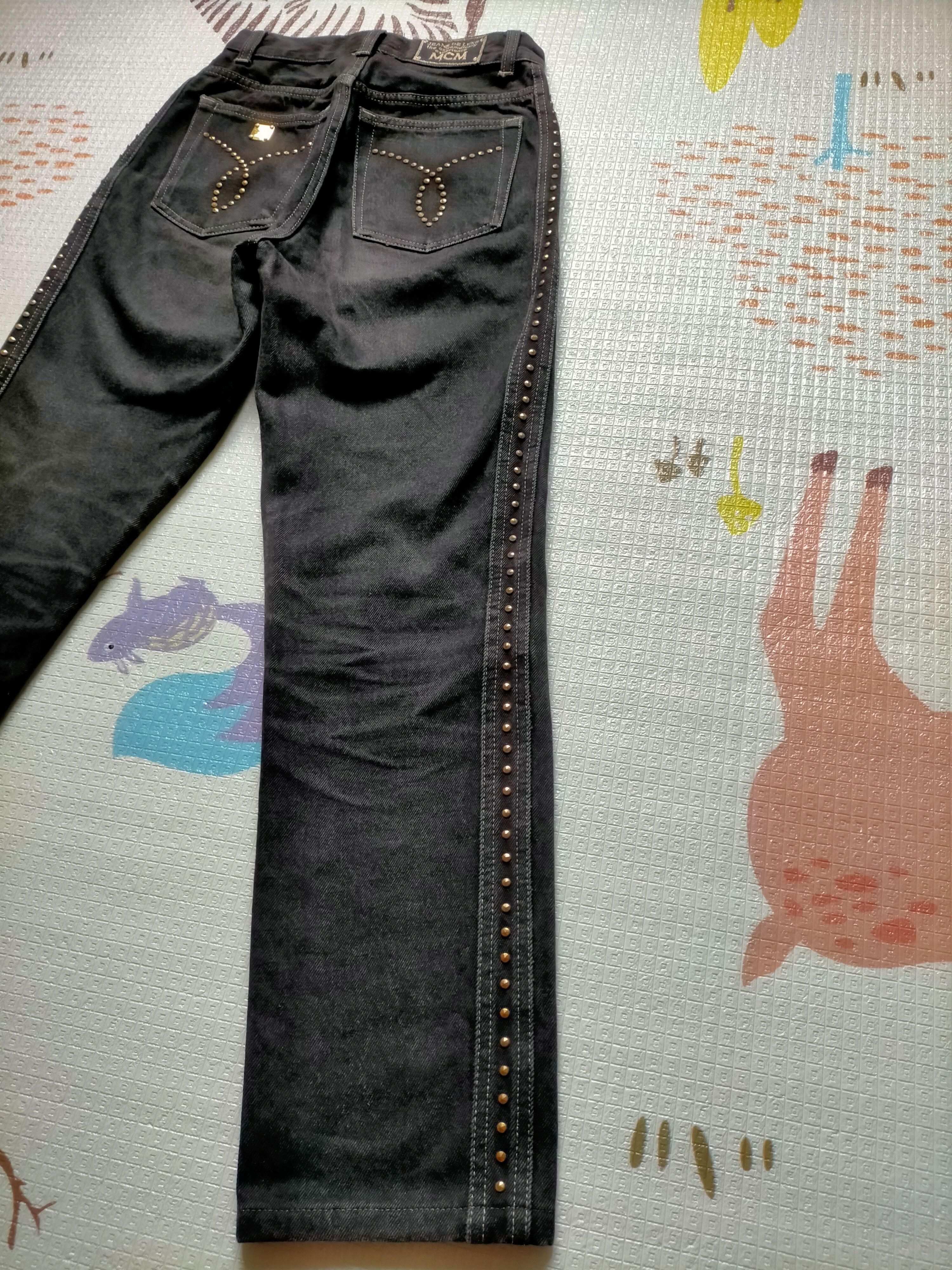 MCM 🔥Rare 90s MCM Studded Gold Side Tape Black Jeans Size US 26 / EU 42 - 20 Thumbnail