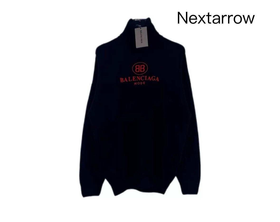 Balenciaga Balenciaga black embroidery logo wool turtleneck sweater Size US S / EU 44-46 / 1 - 1 Thumbnail
